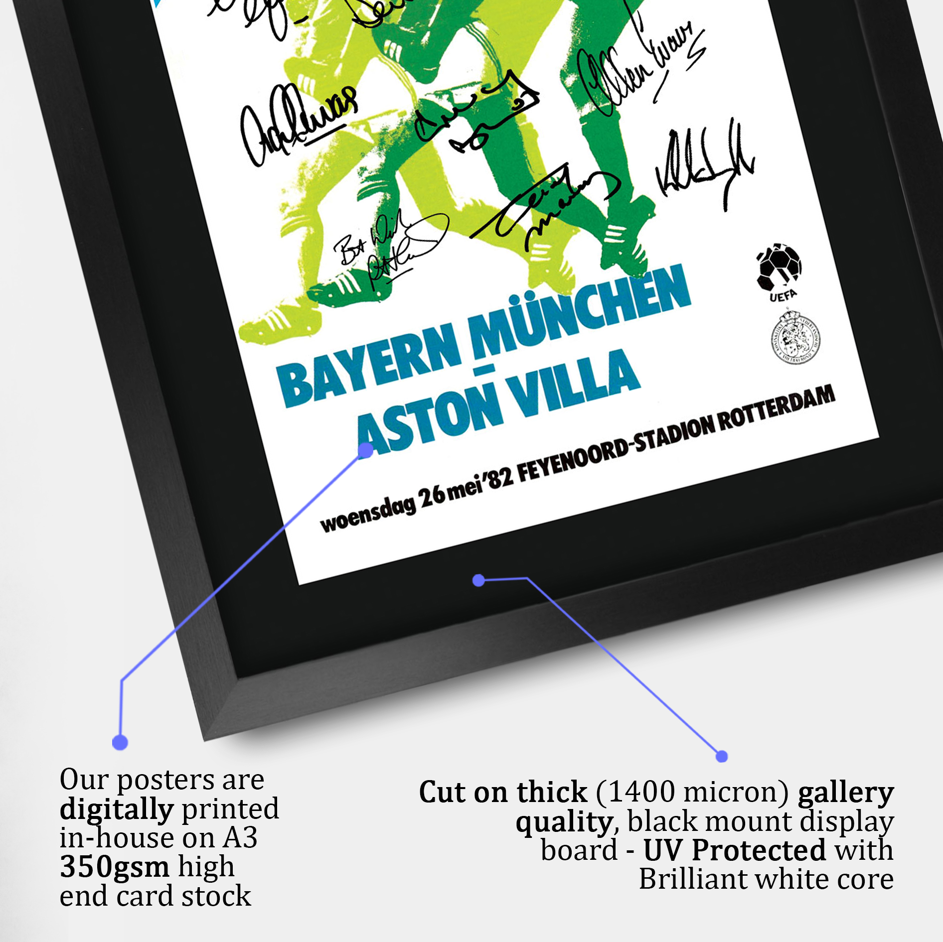 Aston Villa 1982 Europapokalsieger gedrucktes Autogrammfoto ein Fußballfan - Bild 5 von 33