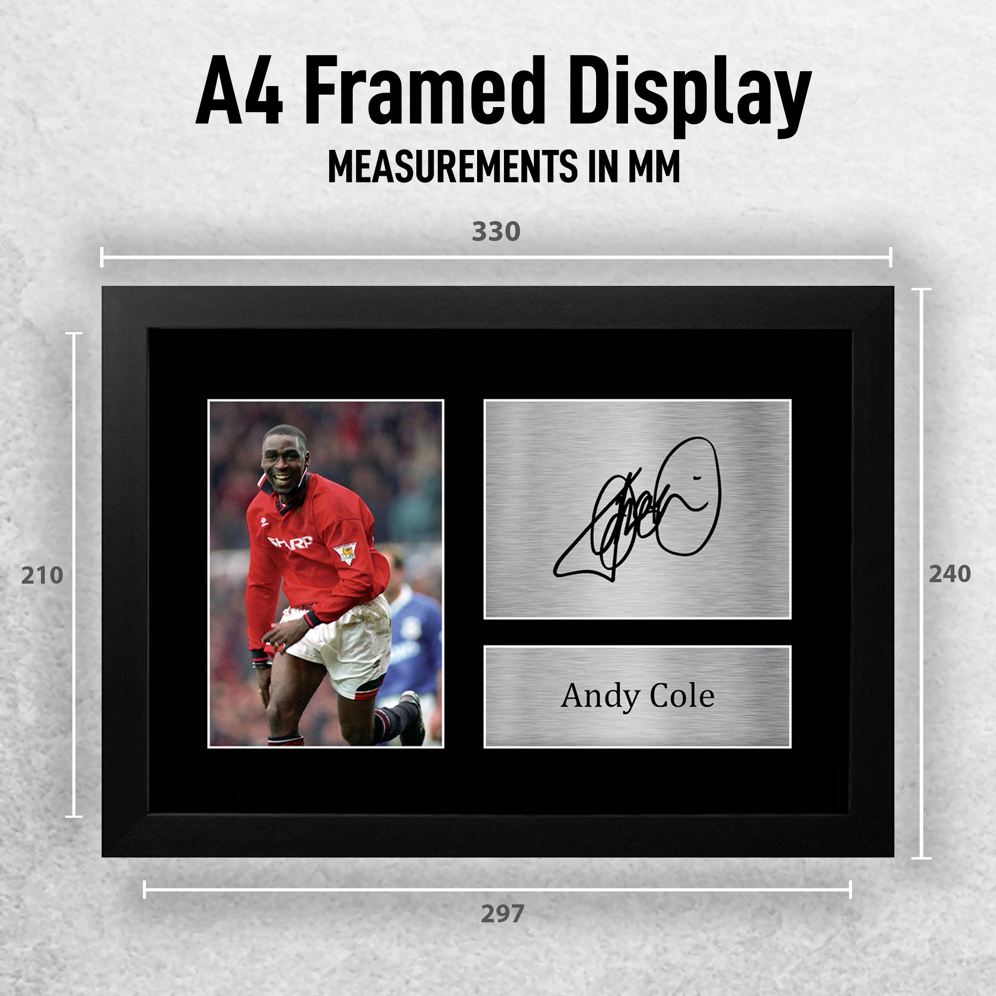 ユナイテッドエンパイア　UNITED EMPIRE サイン入A3ポートレート for Manchester Utd Football Fans Andy Cole Signed Printed