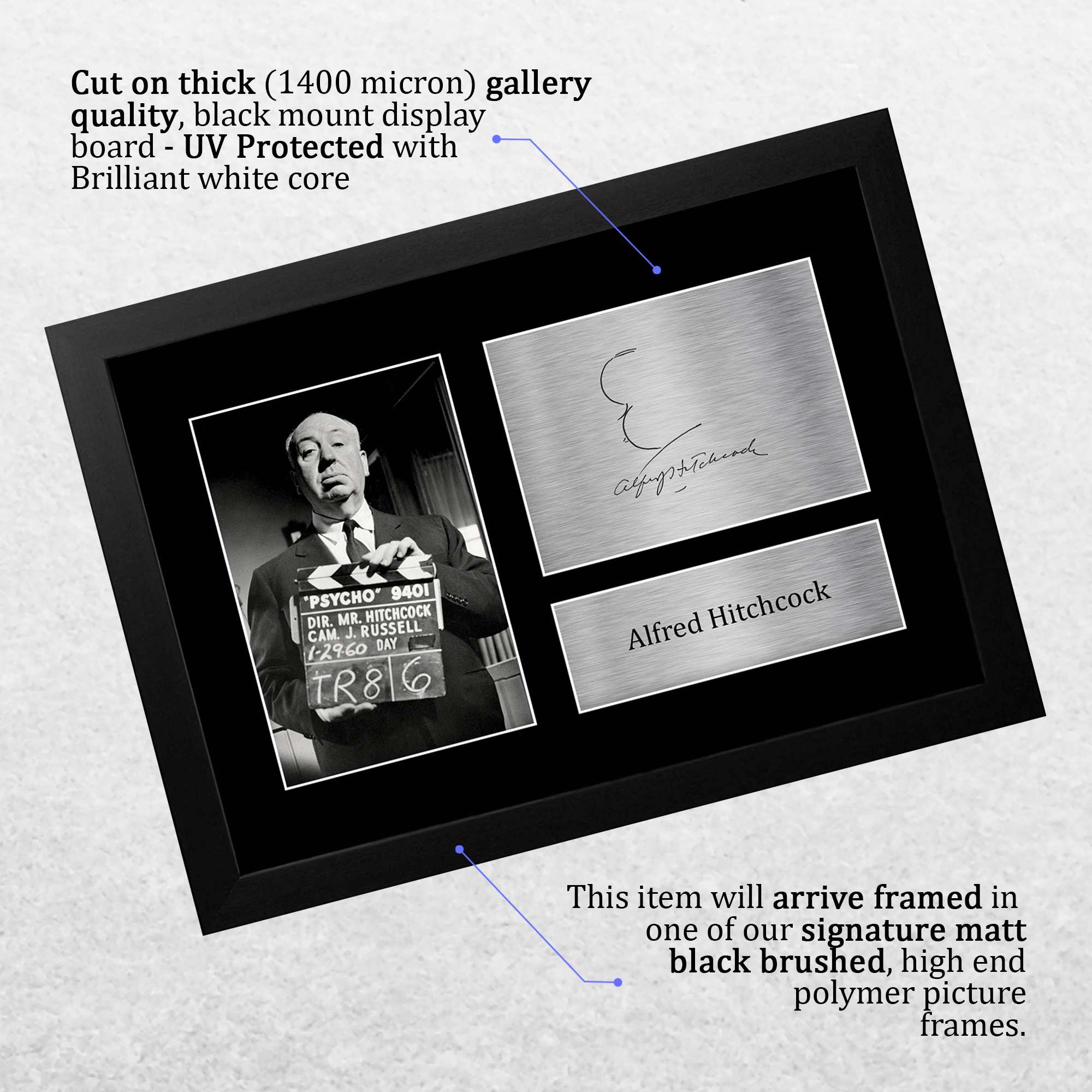 Alfred Hitchcock Psycho Gift Idea Framed Autograph Picture Print to Movie Fans - Picture 12 of 24