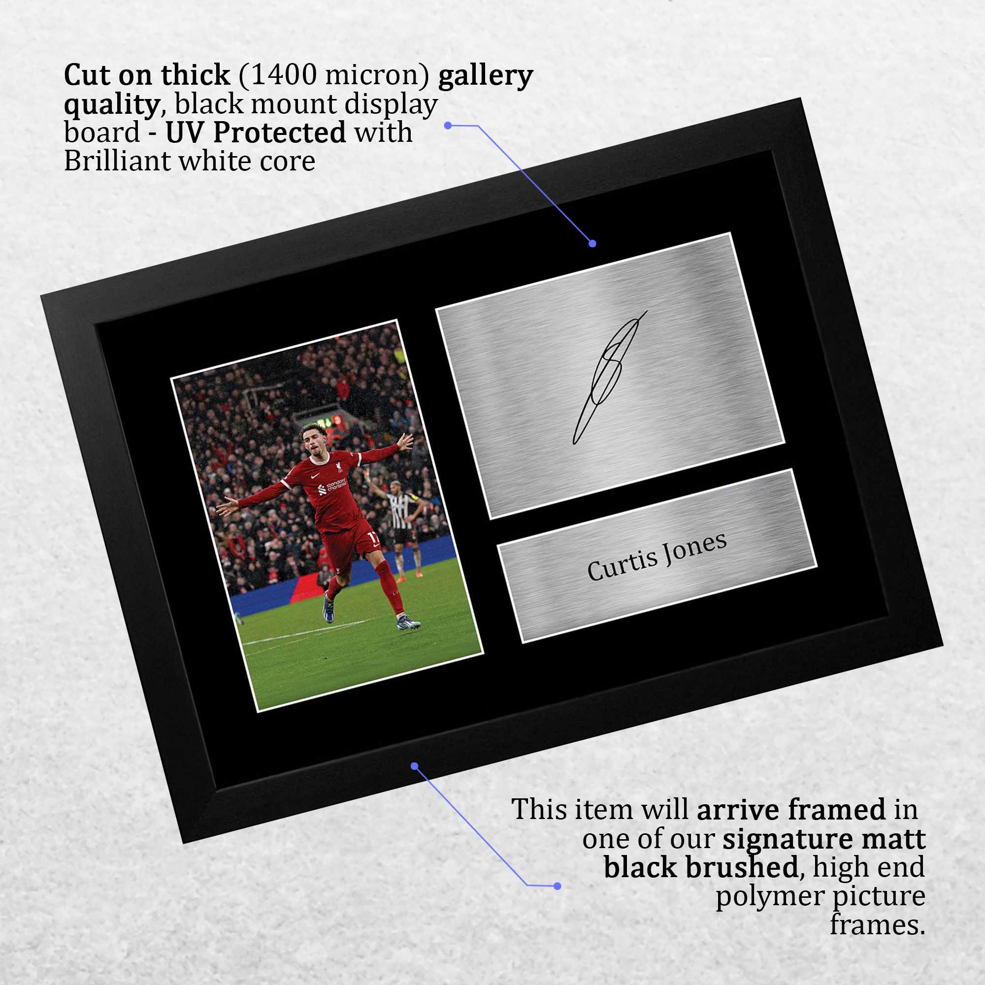 Curtis Jones Liverpool Framed Printed Autograph Picture for Football Fans - Picture 4 of 17