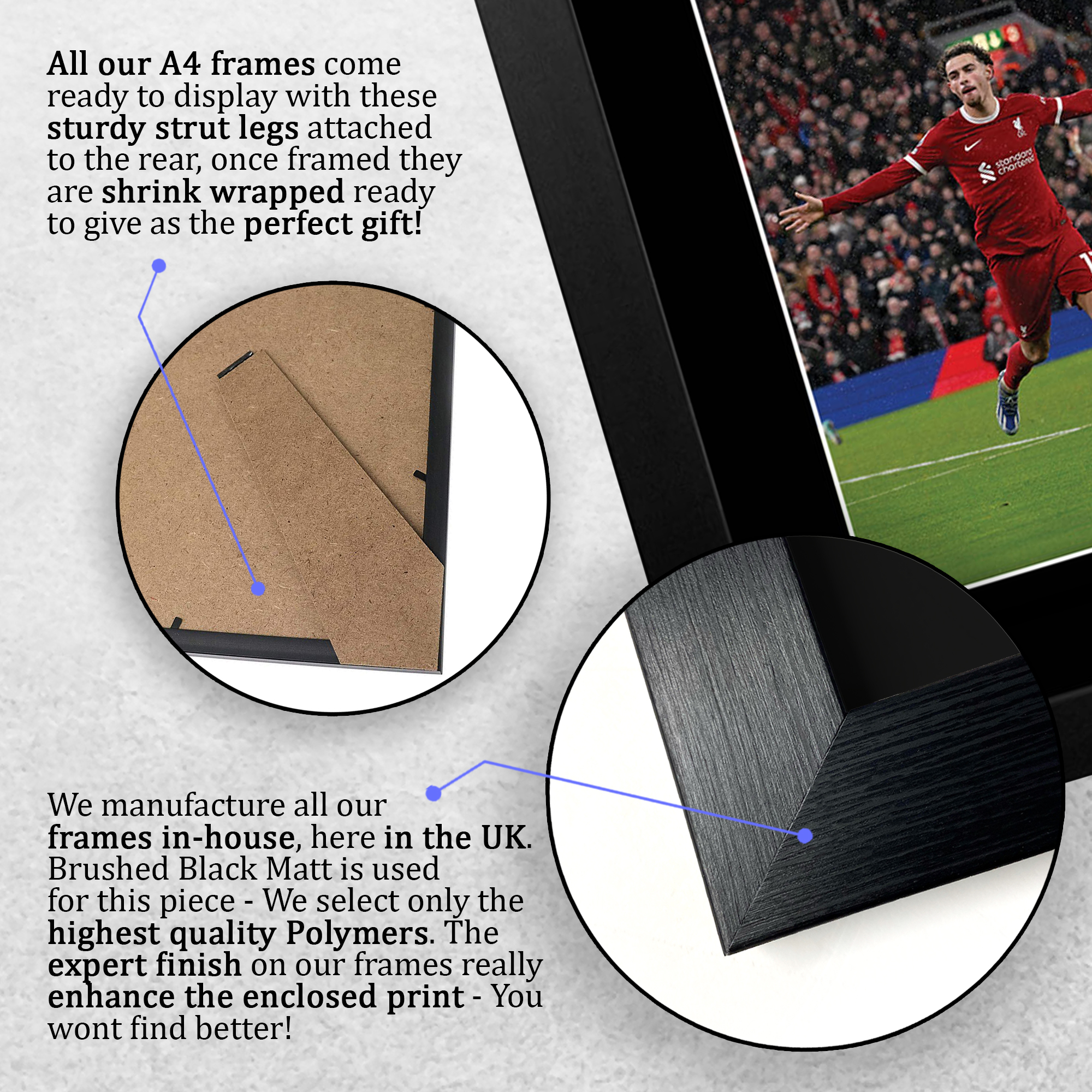 Curtis Jones Liverpool Framed Printed Autograph Picture for Football Fans - Picture 8 of 17