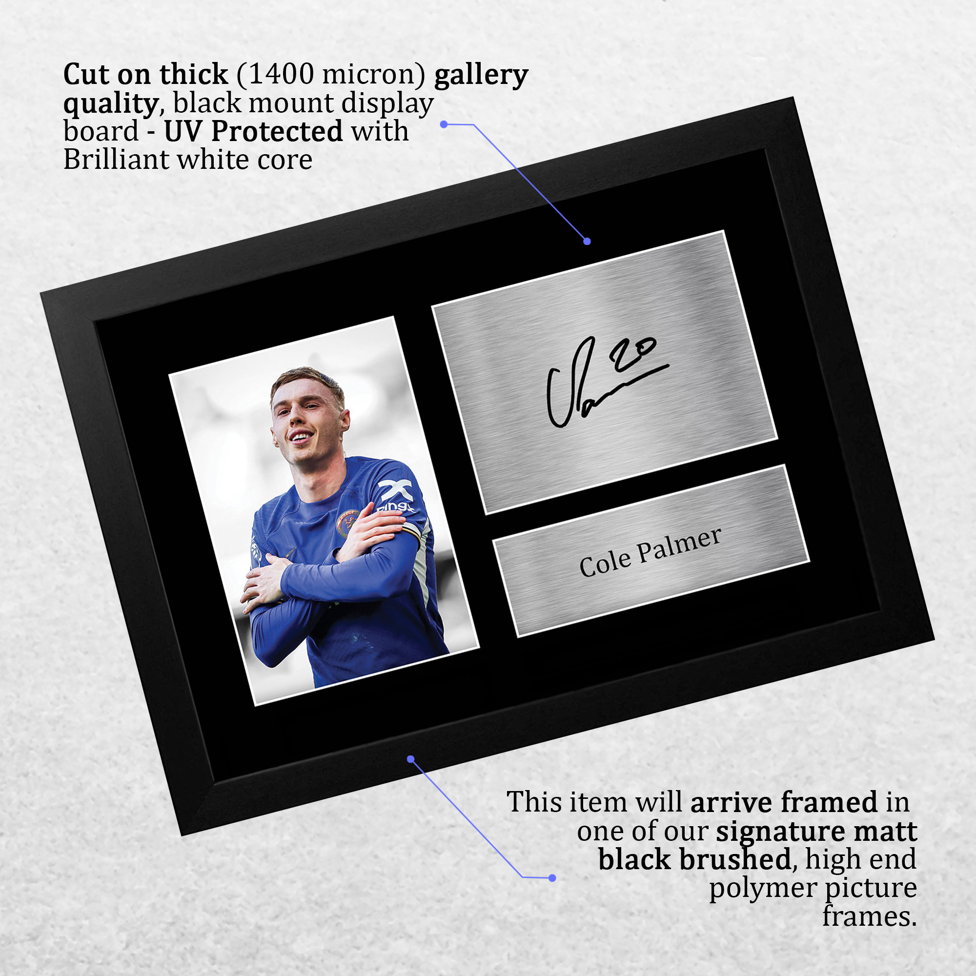 Imagen autógrafa impresa idea de regalo enmarcada Cole Palmer Chelsea para fanáticos del fútbol - Imagen 12 de 28