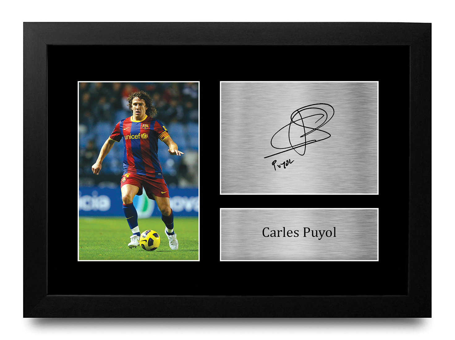 Carles Puyol Barcelona Framed Printed Autograph Picture for