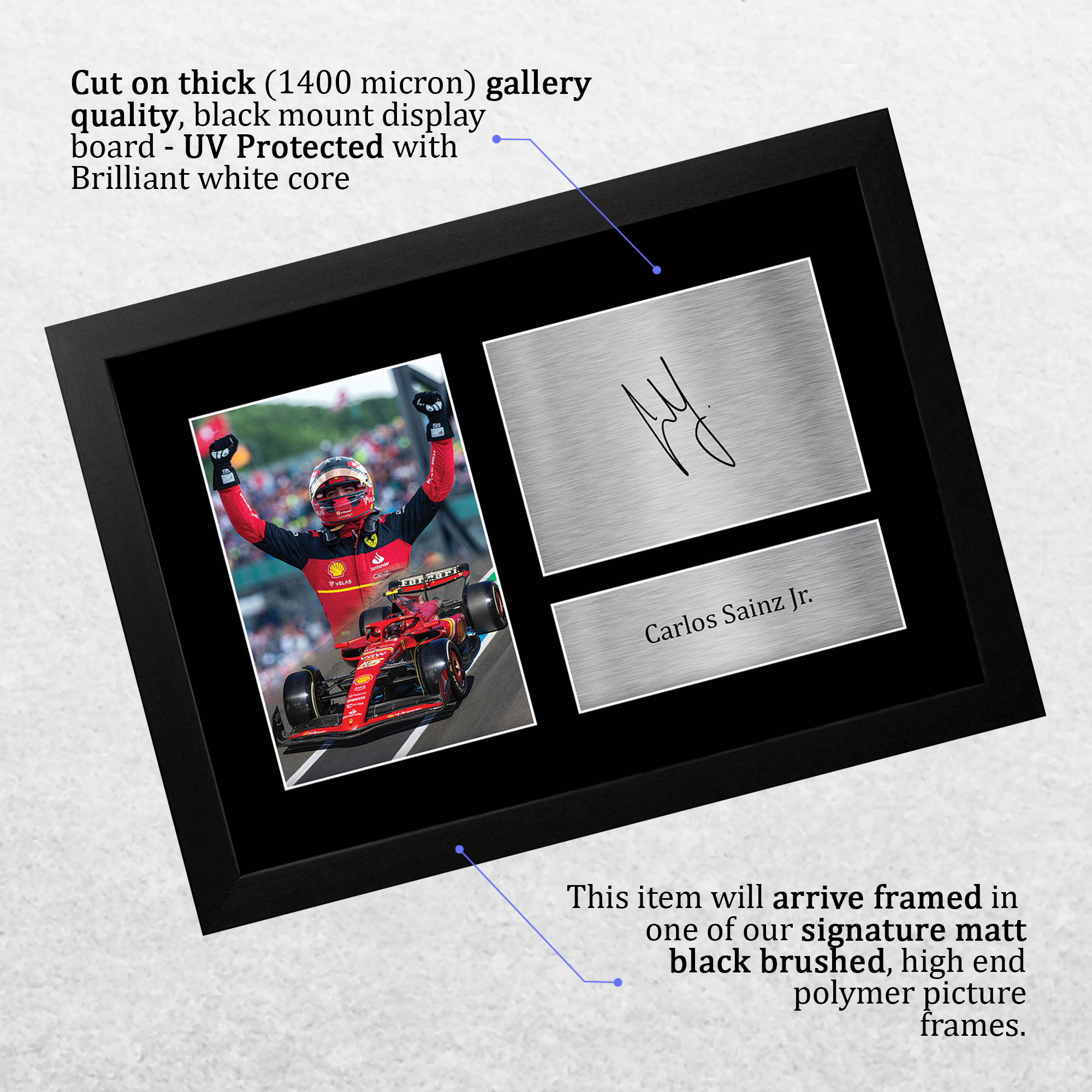 Carlos Sainz Jr Ferrari Gift Idea Framed Photo Prints for Fans of F1 Formula 1 - Picture 4 of 17