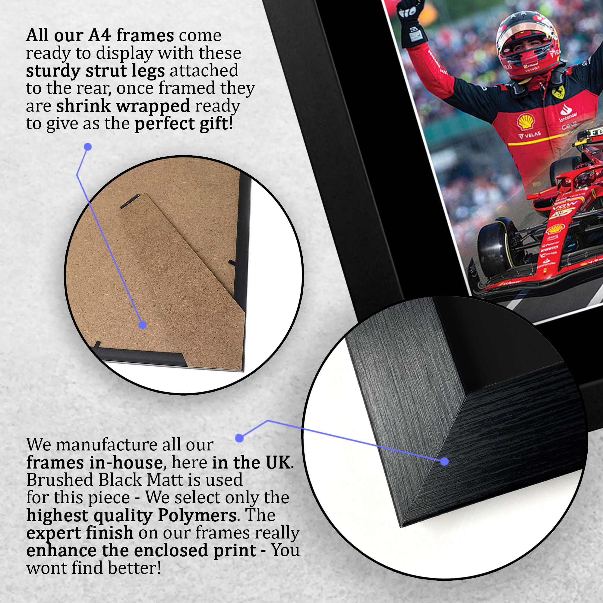 Carlos Sainz Jr Ferrari Gift Idea Framed Photo Prints for Fans of F1 Formula 1 - Picture 8 of 17