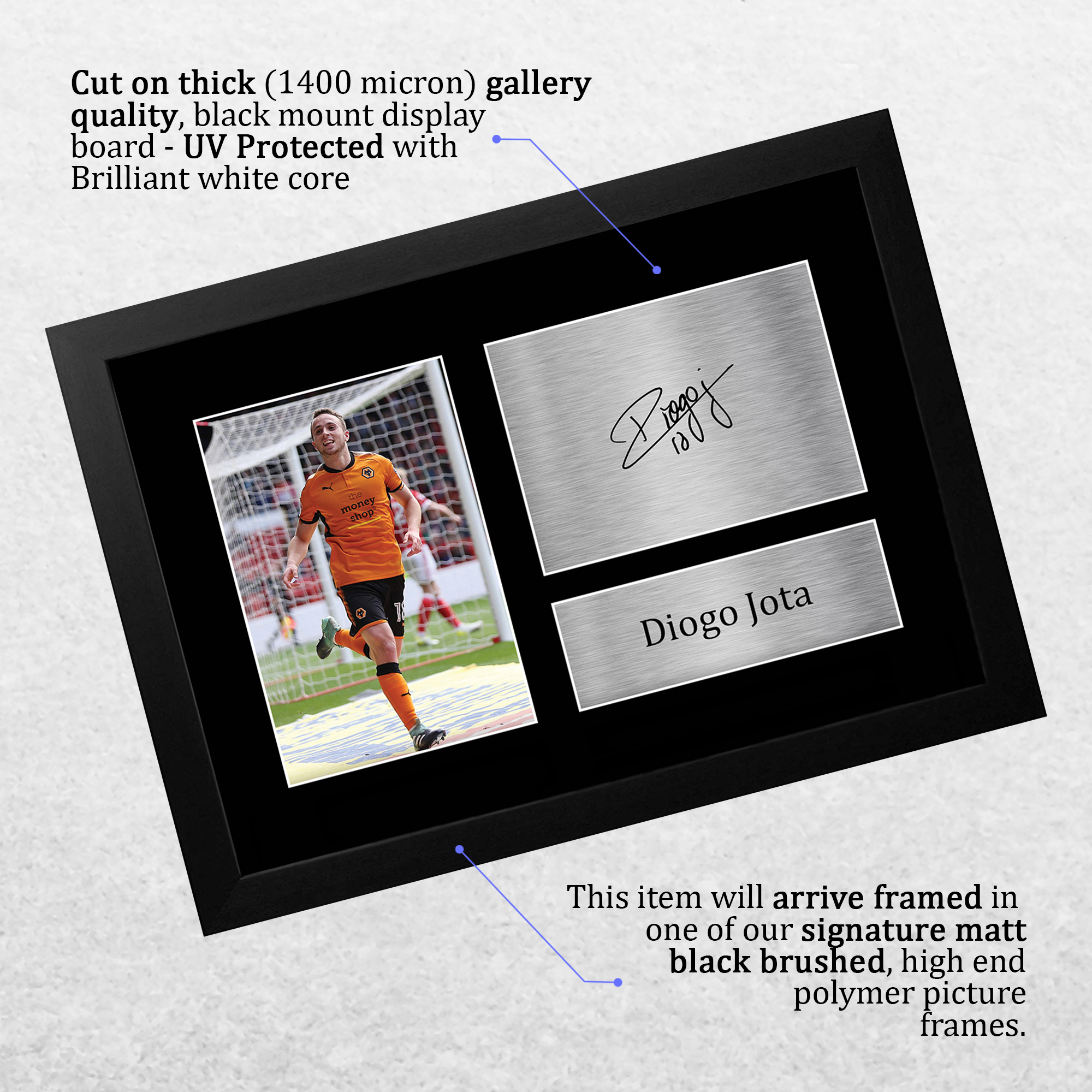 Autógrafo preimpreso firmado por Diogo Jota A4 exhibición de fotos regalo para un fanático de los lobos - Imagen 4 de 17
