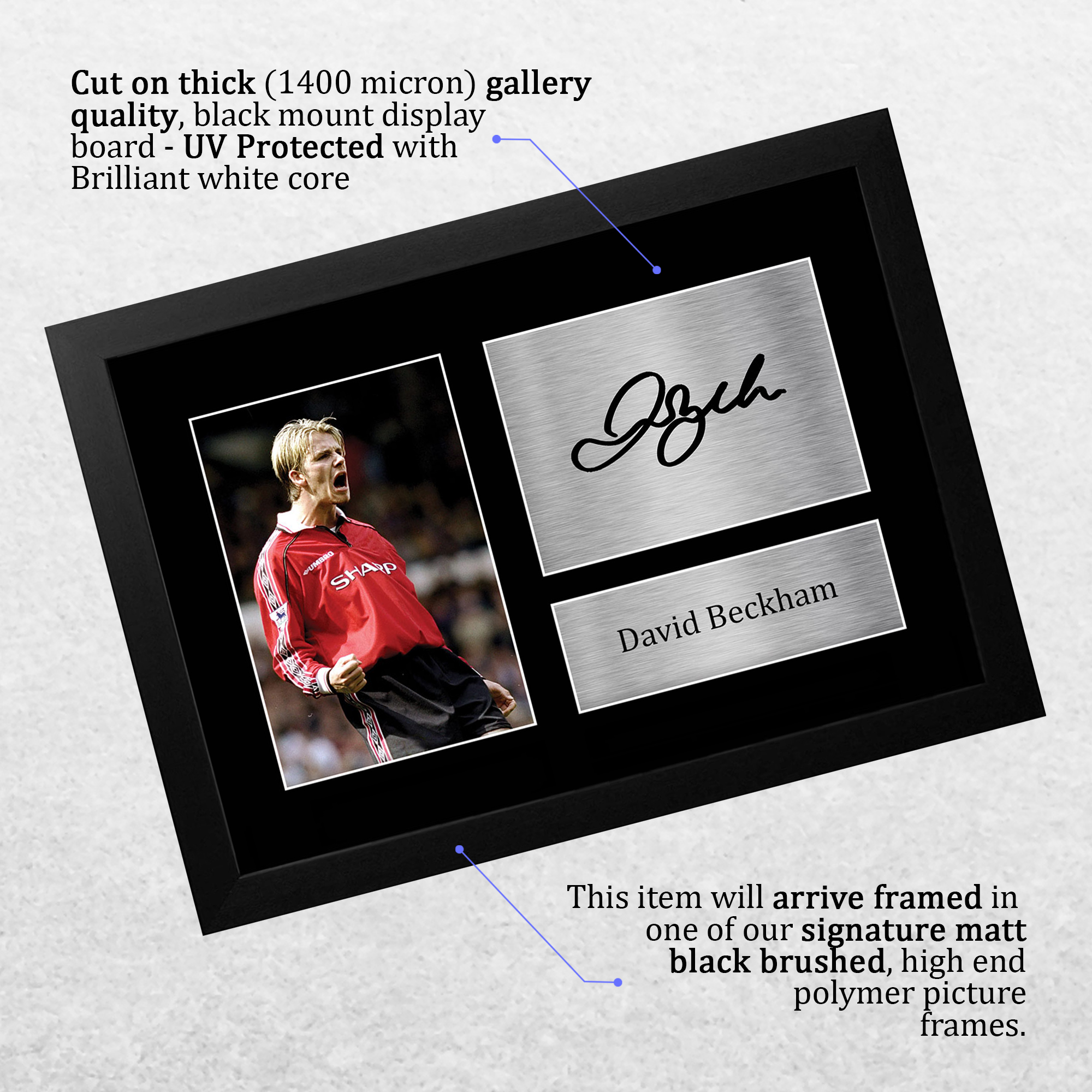 David Beckham Signed A4 Framed Printed Autograph Man United Print