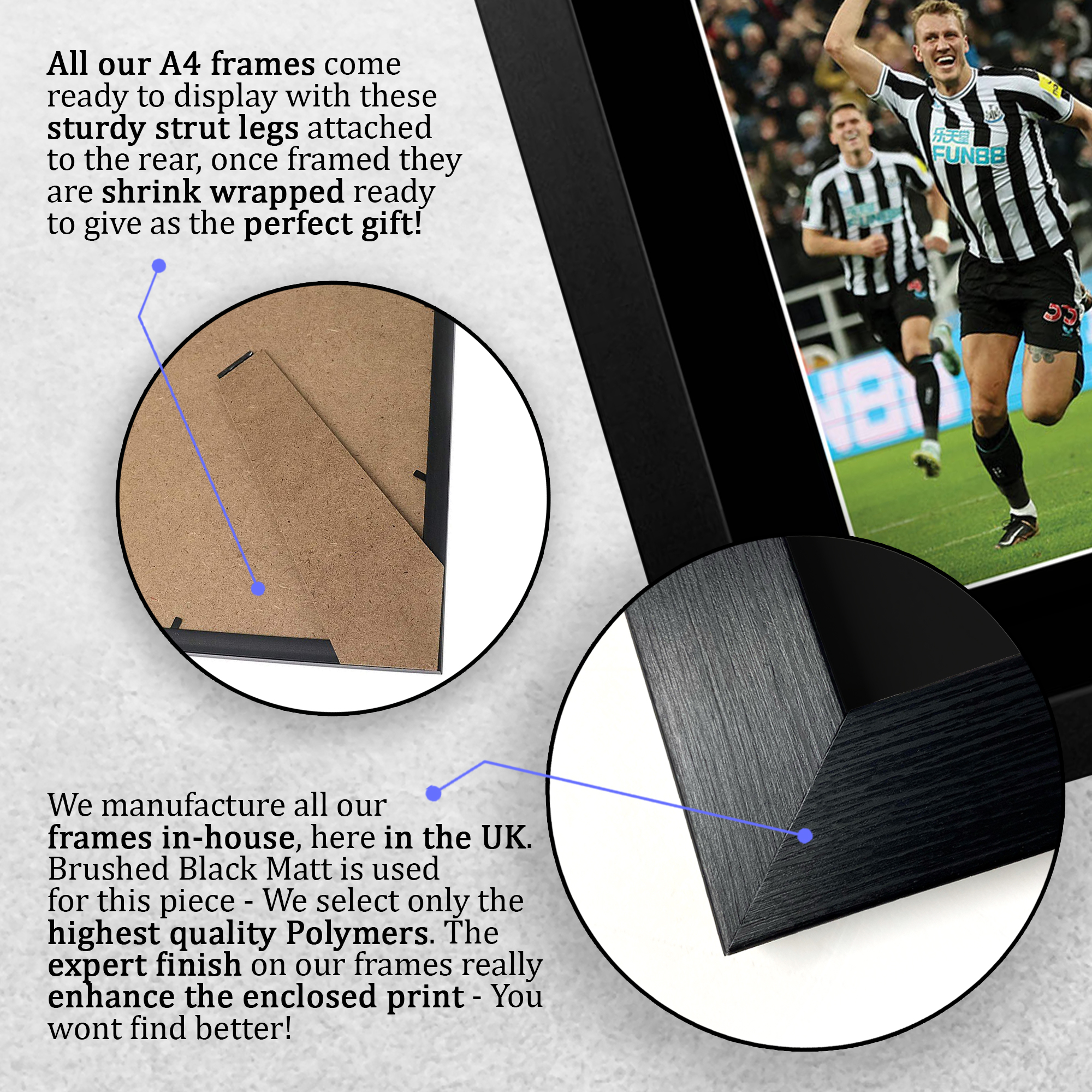 Dan Burn Newcastle United Framed Printed Autograph Picture for Football Fans - Picture 8 of 17