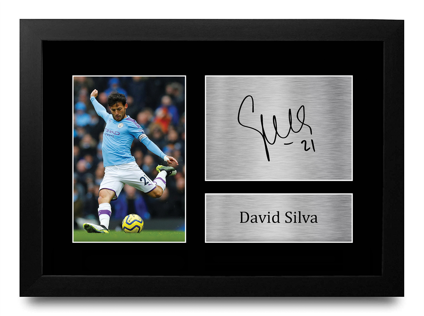 Manchester City Autograph Signed Photo Print David Silva 