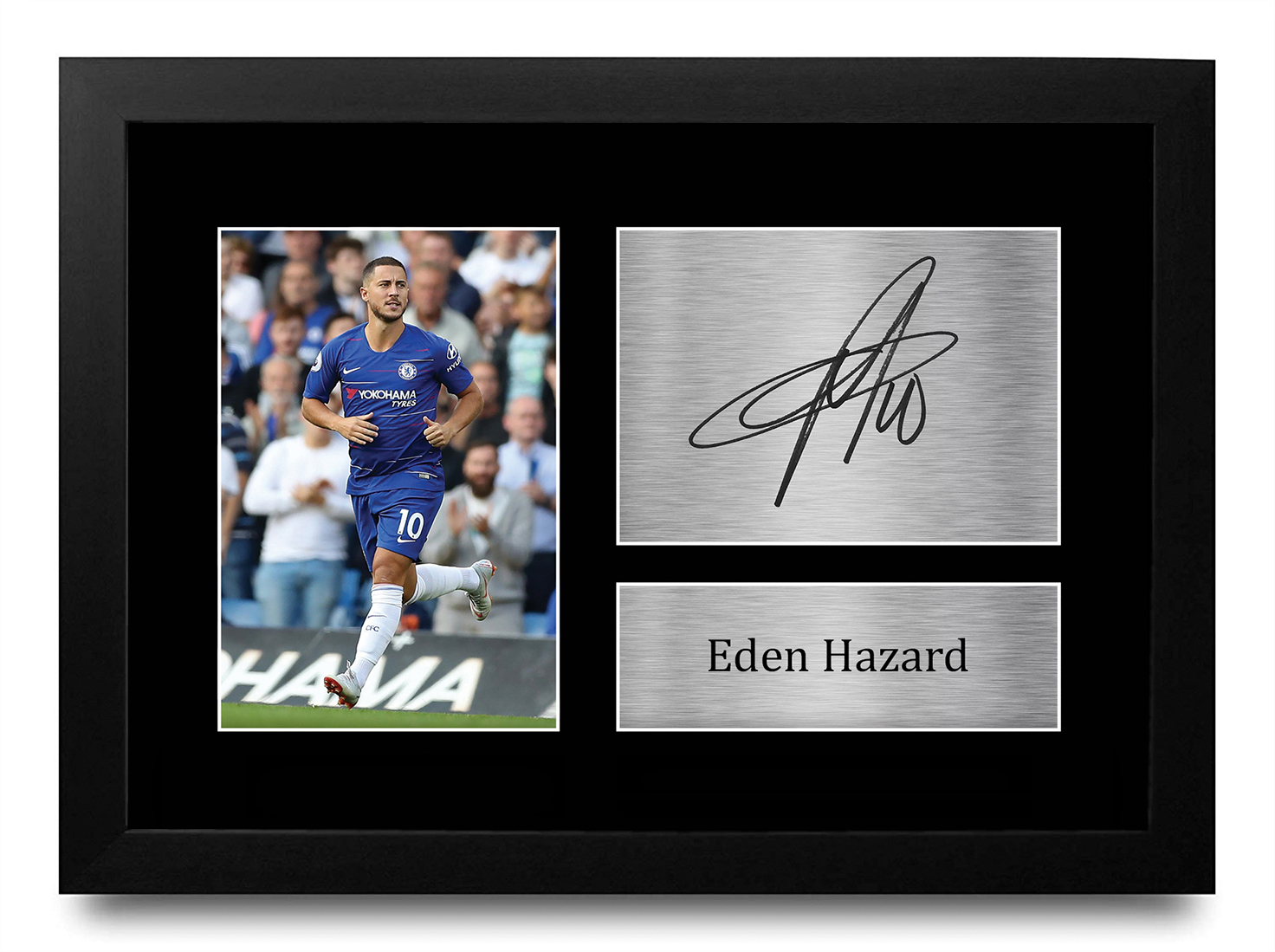 Eden Hazard サイン入りフレーム付き写真 Eden Hazard Signed Printed Autograph A4 Photo Gift For Chelsea