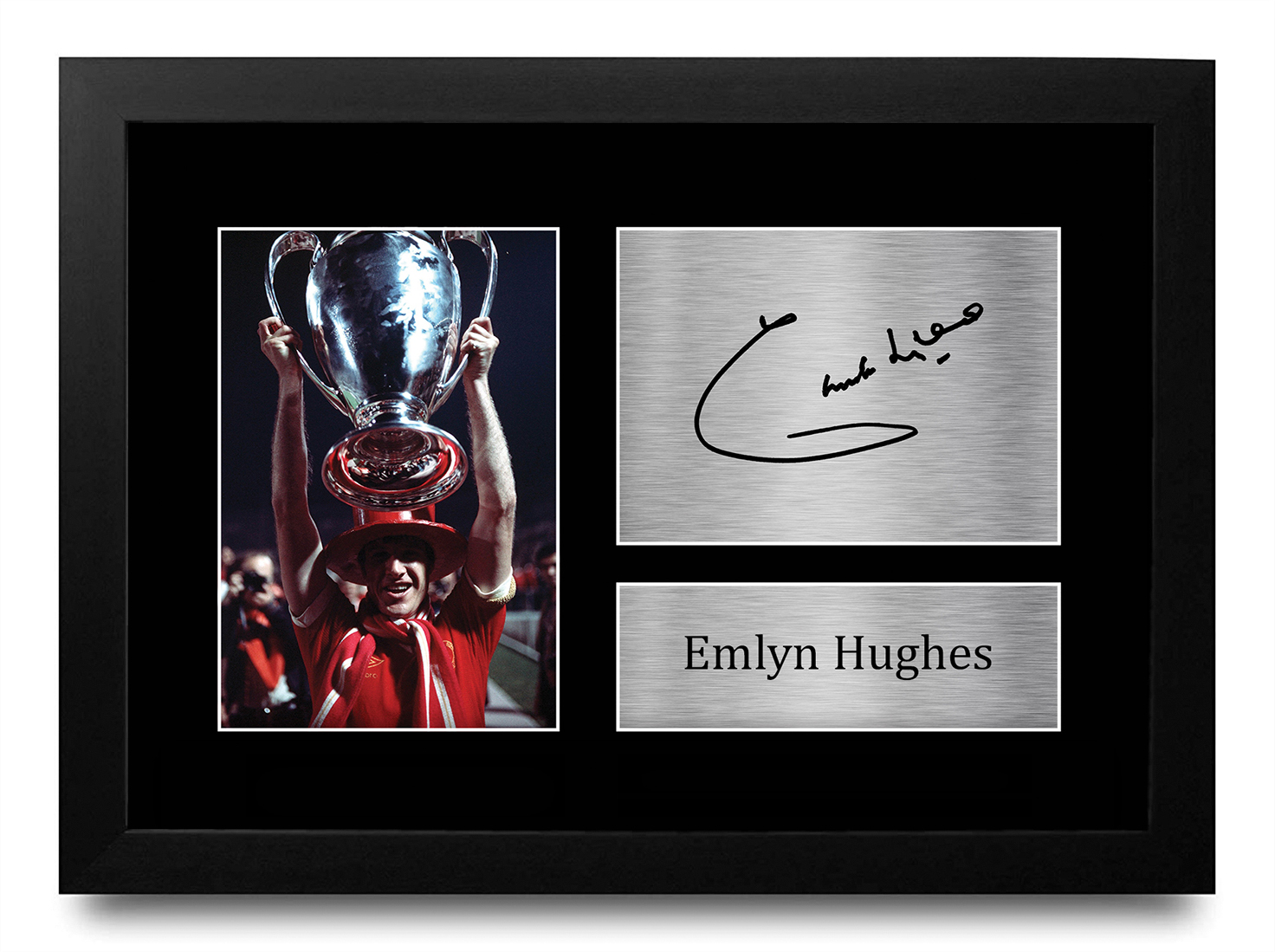 Emlyn Hughes Signed A4 Framed Printed Autograph Liverpool LFC Print Gift - Picture 10 of 17