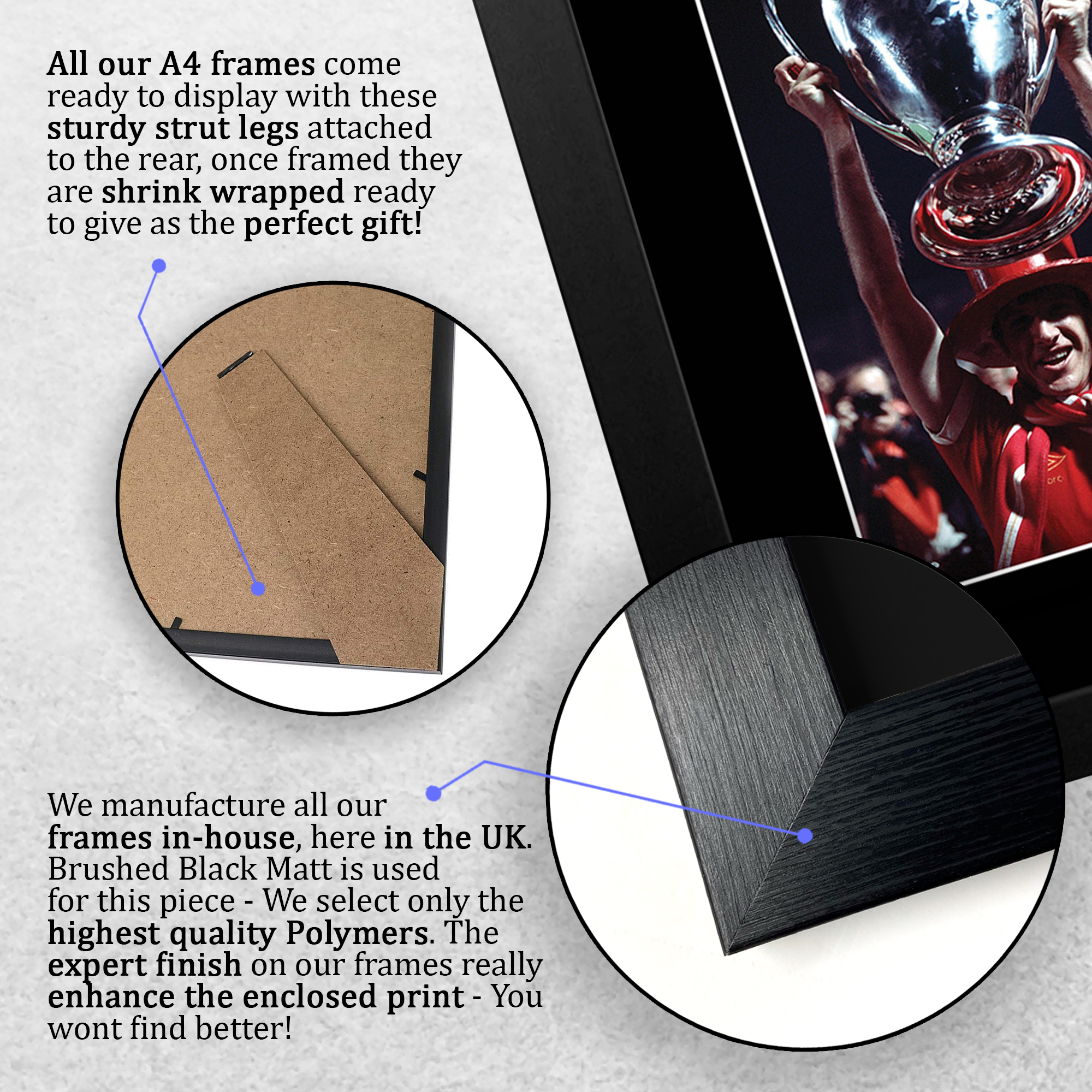 Emlyn Hughes Signed A4 Framed Printed Autograph Liverpool LFC Print Gift - Picture 16 of 17