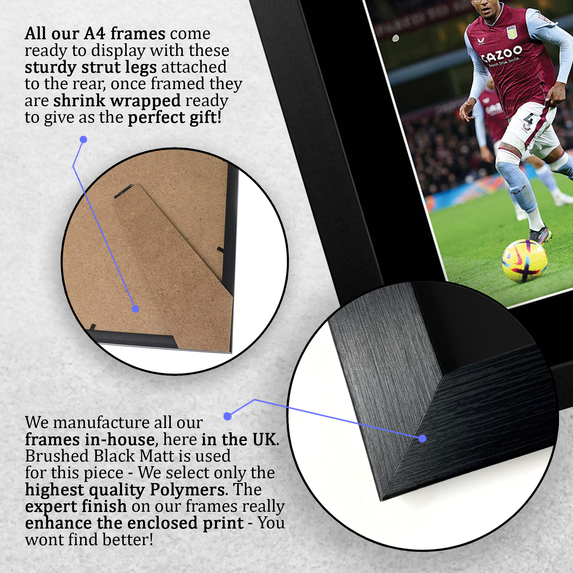 Ezri Konsa Aston Villa gerahmtes gedrucktes Autogrammbild für Fußballfans - Bild 8 von 17