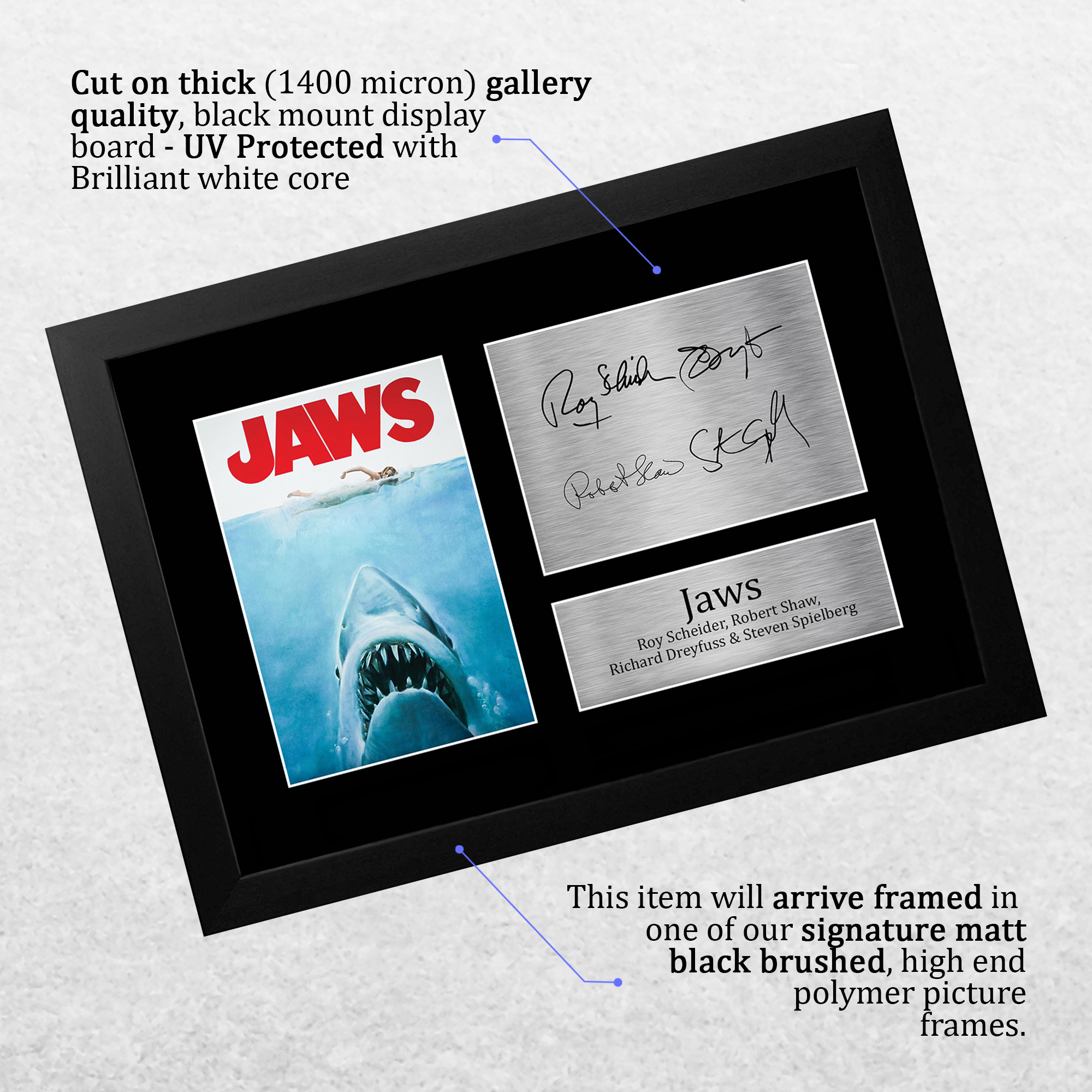 Jaws Ideal Gift Printed Framed Autograph Picture to Movie Memorabilia Fans - Picture 19 of 80