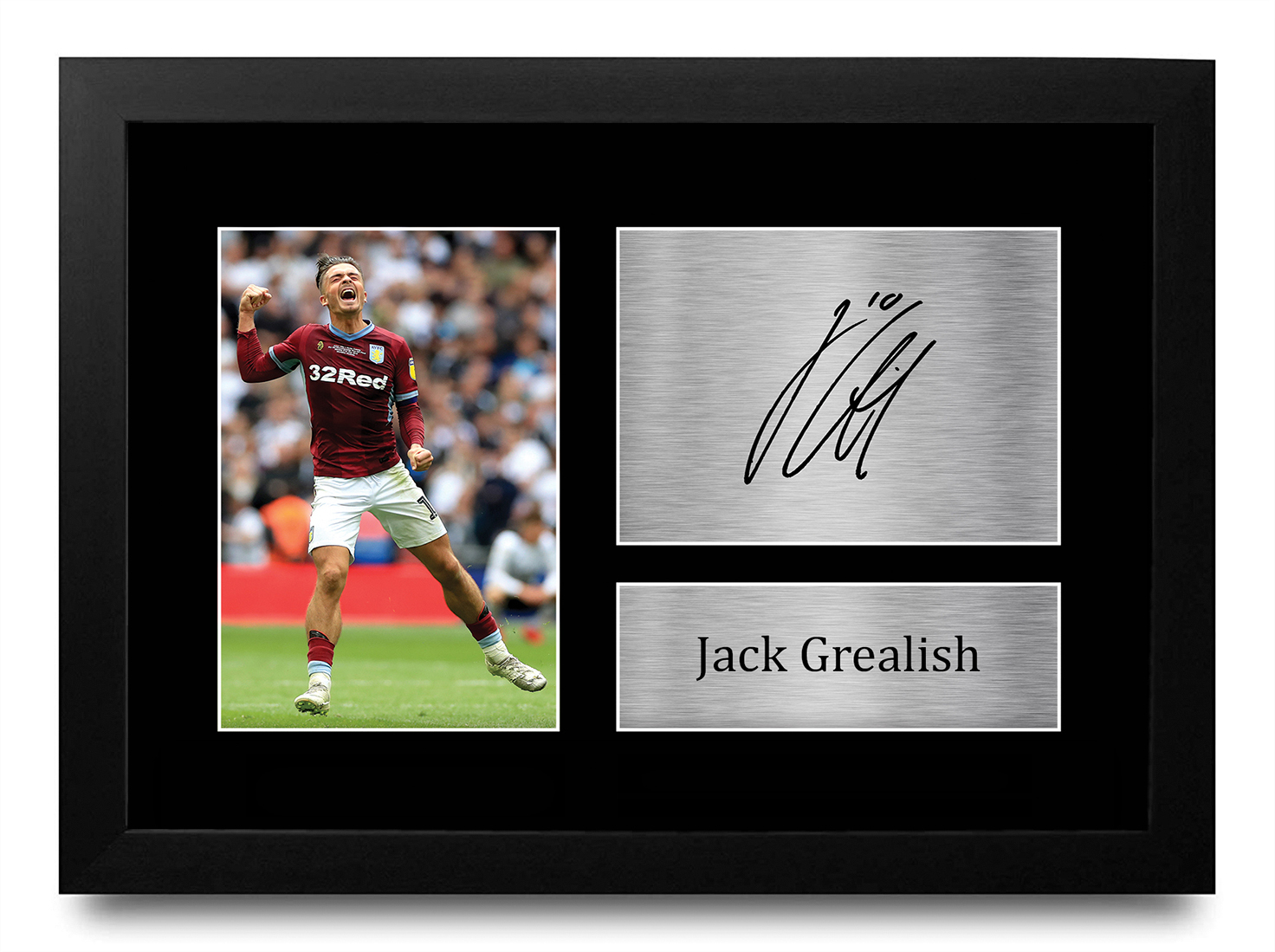 RJR PRINTS Jack Grealish 2022/23 Champions League Final - Manchester City Signed 6X4 Inch Photo With Print Pre Printed Signature Football Autograph Gift