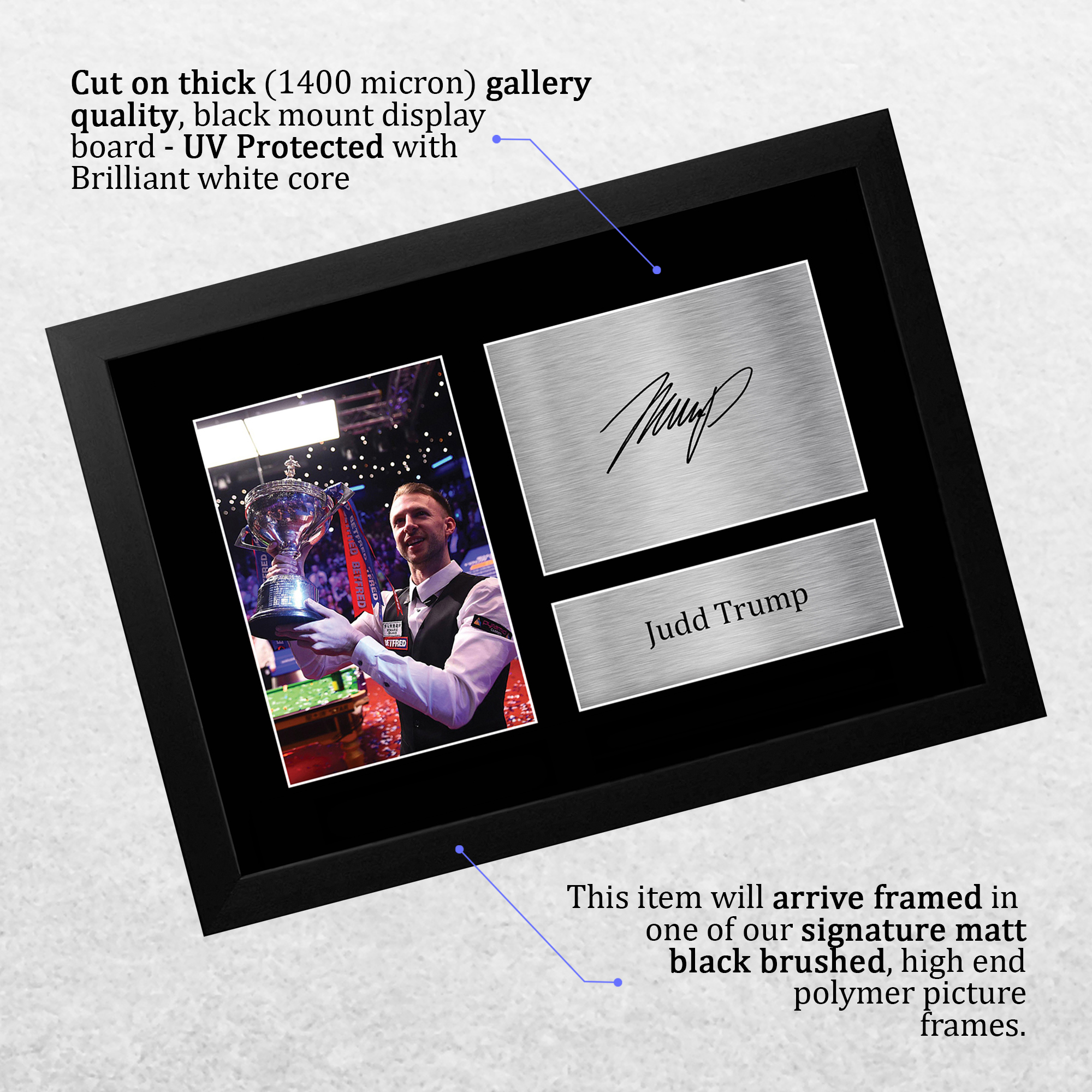 Judd Trump A4 biliardo idea regalo stampata firmata foto design per tifosi WST - Foto 4 di 17