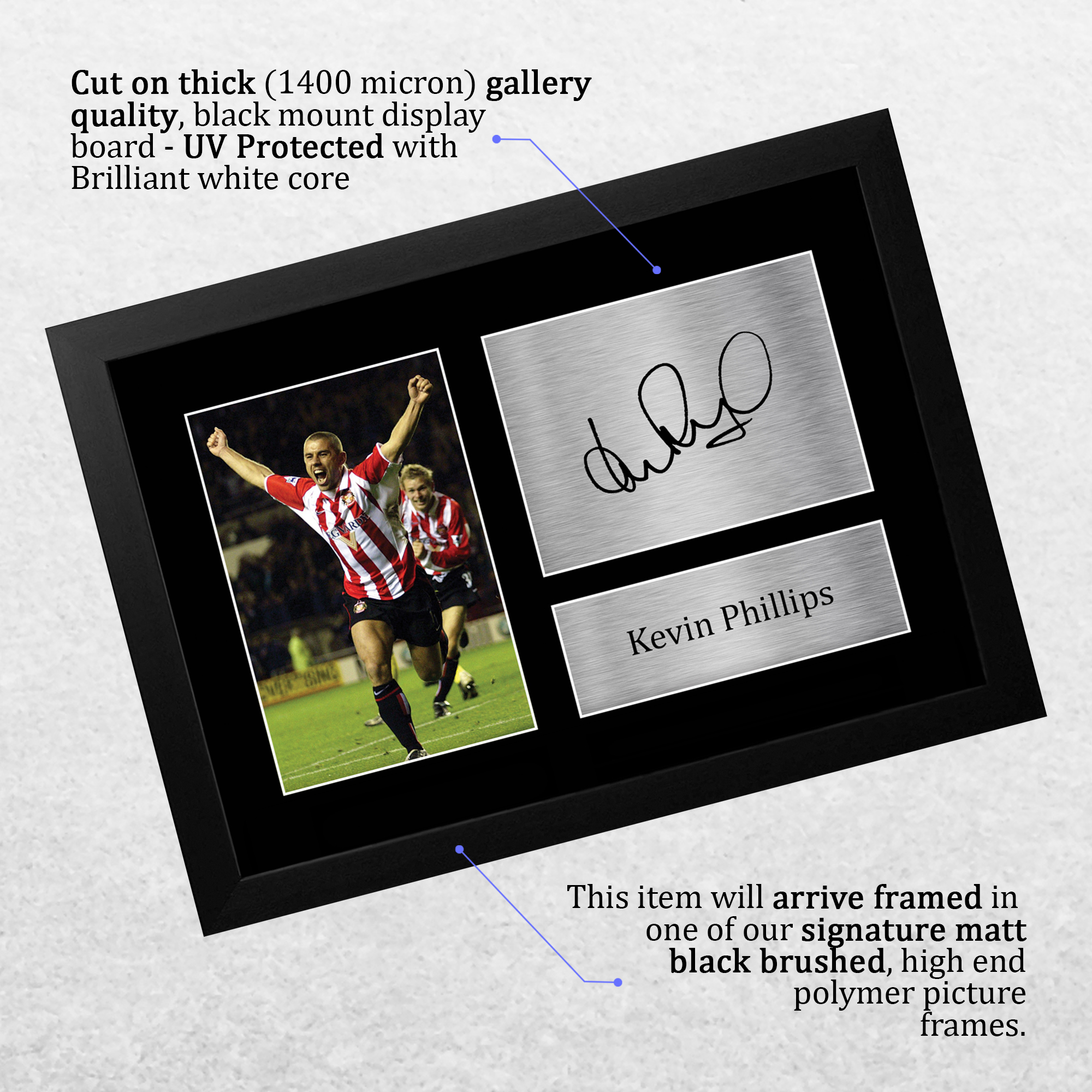 Kevin Phillips Sunderland Framed Printed Autograph Picture for Football Fans - Picture 4 of 28