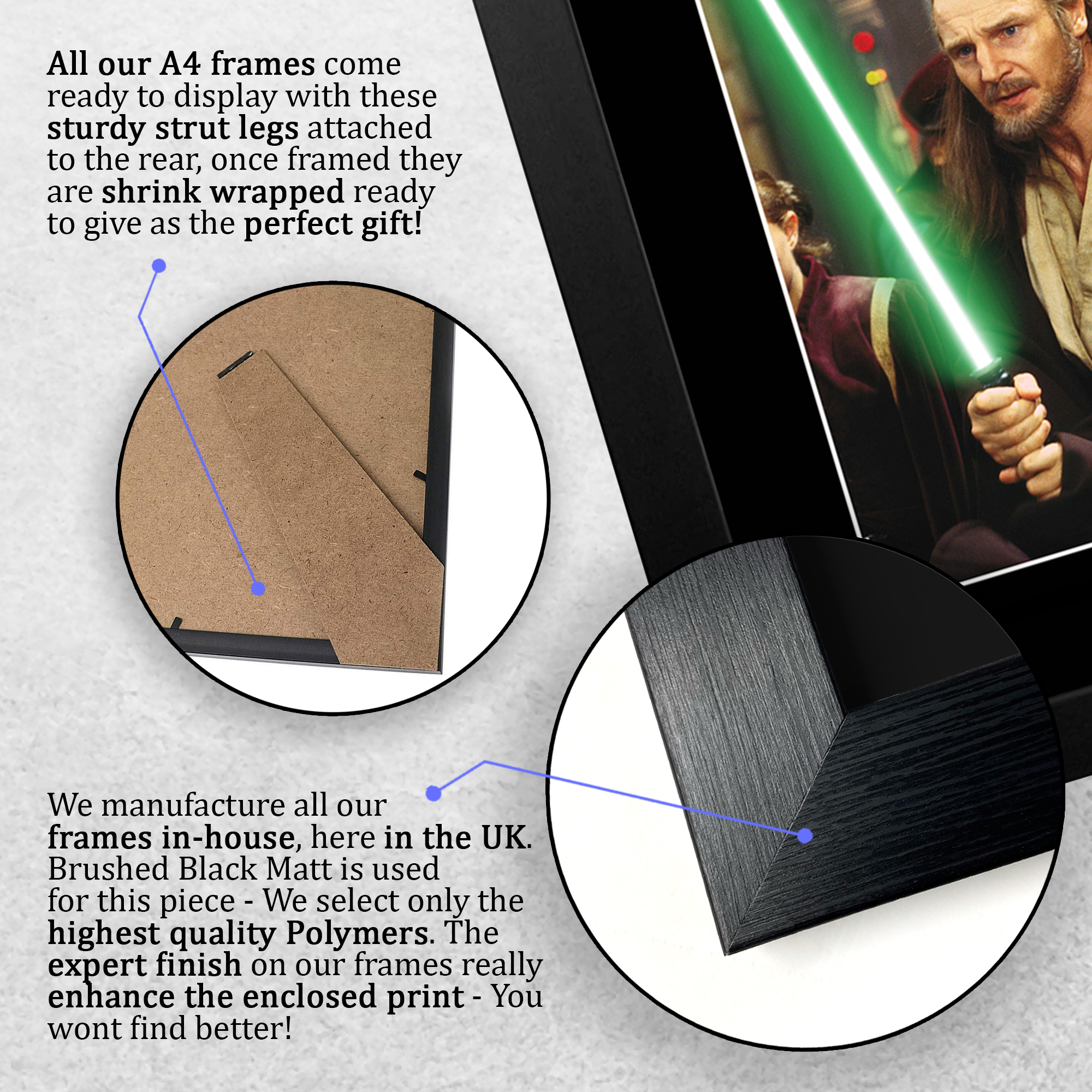 Liam Neeson Star Wars Gift Idea Framed Autograph Picture Print to Movie Fans - Picture 15 of 24