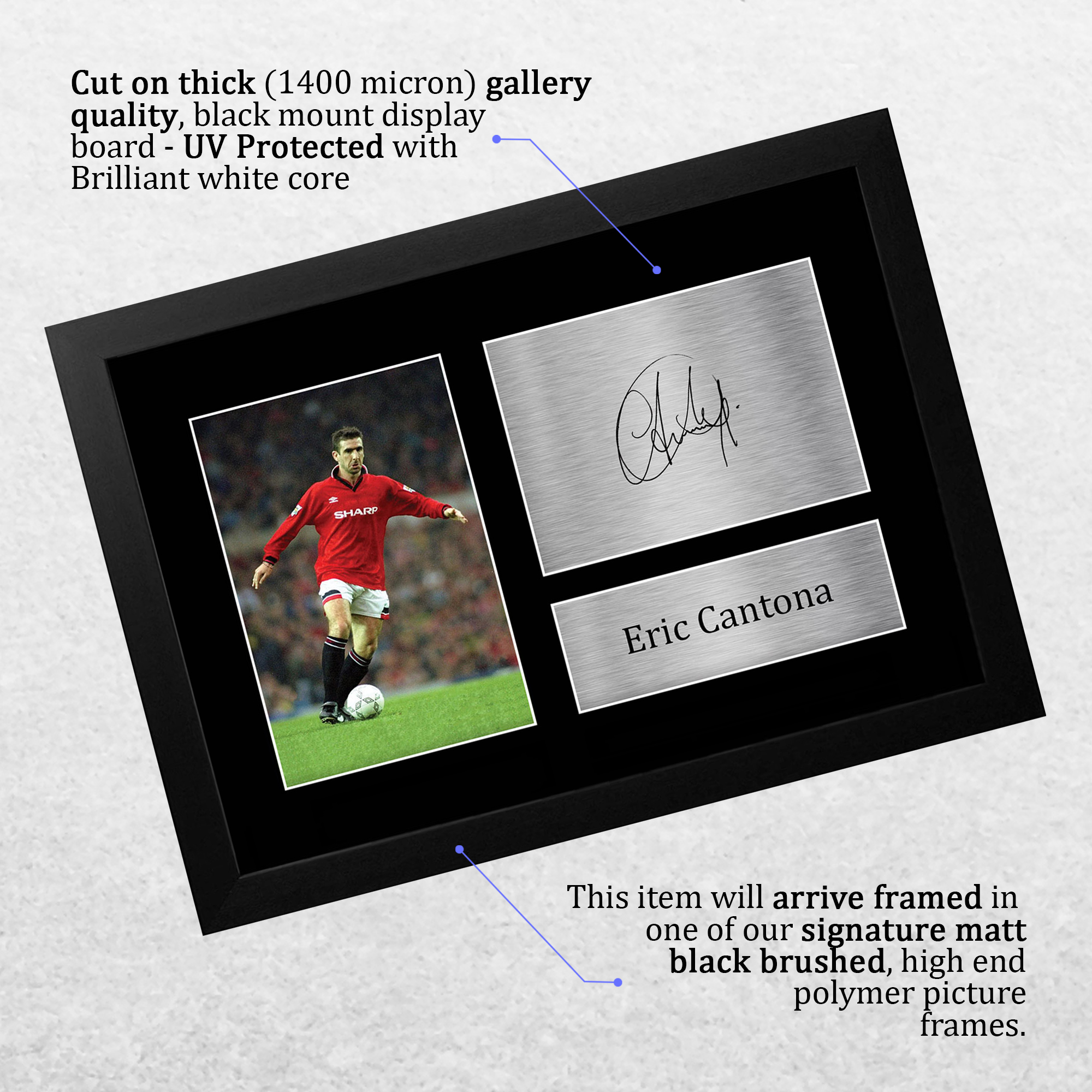 Eric Cantona Firmado A4 A3 Enmarcado Impreso Autógrafo Manchester United Impreso Regalo - Imagen 12 de 24