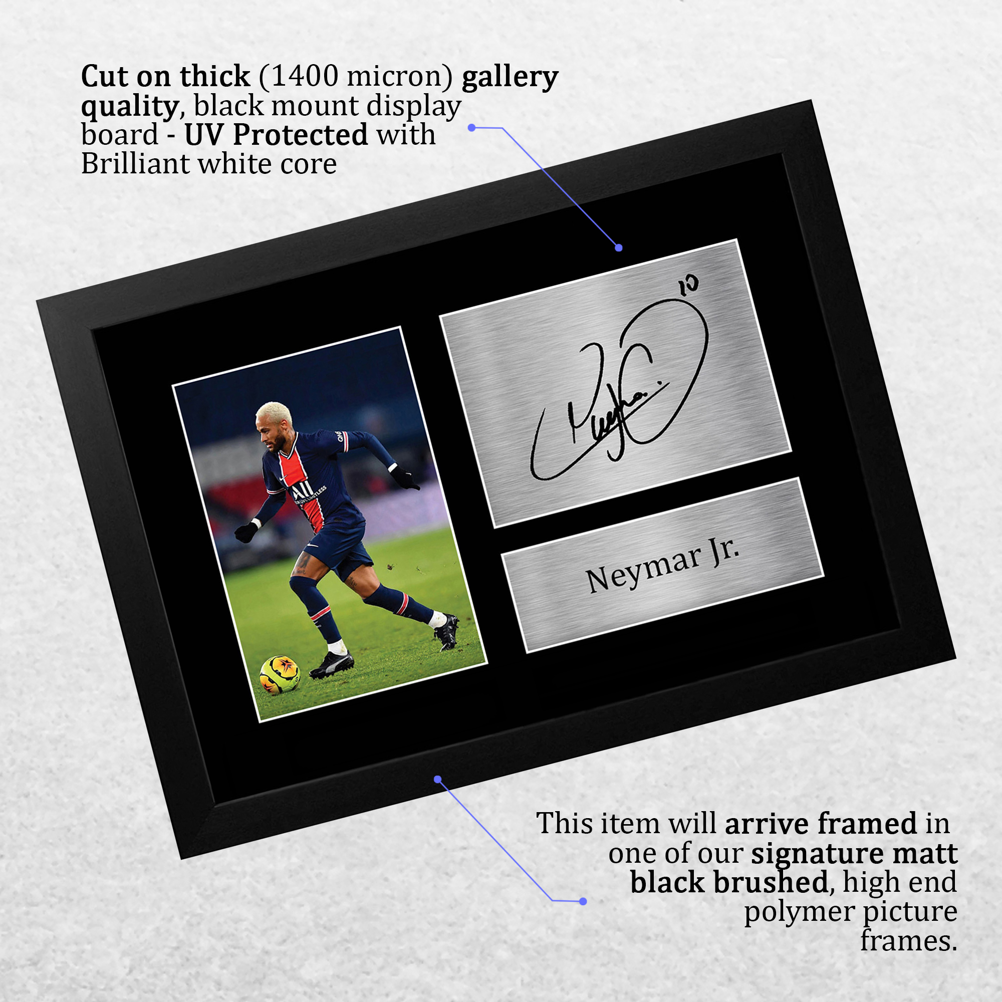 Sports Memorabilia Print Lionel Messi Neymar Suarez Signed Photo Print - High Quality Football Memorabilia Wall Art Decor Neymar Poster