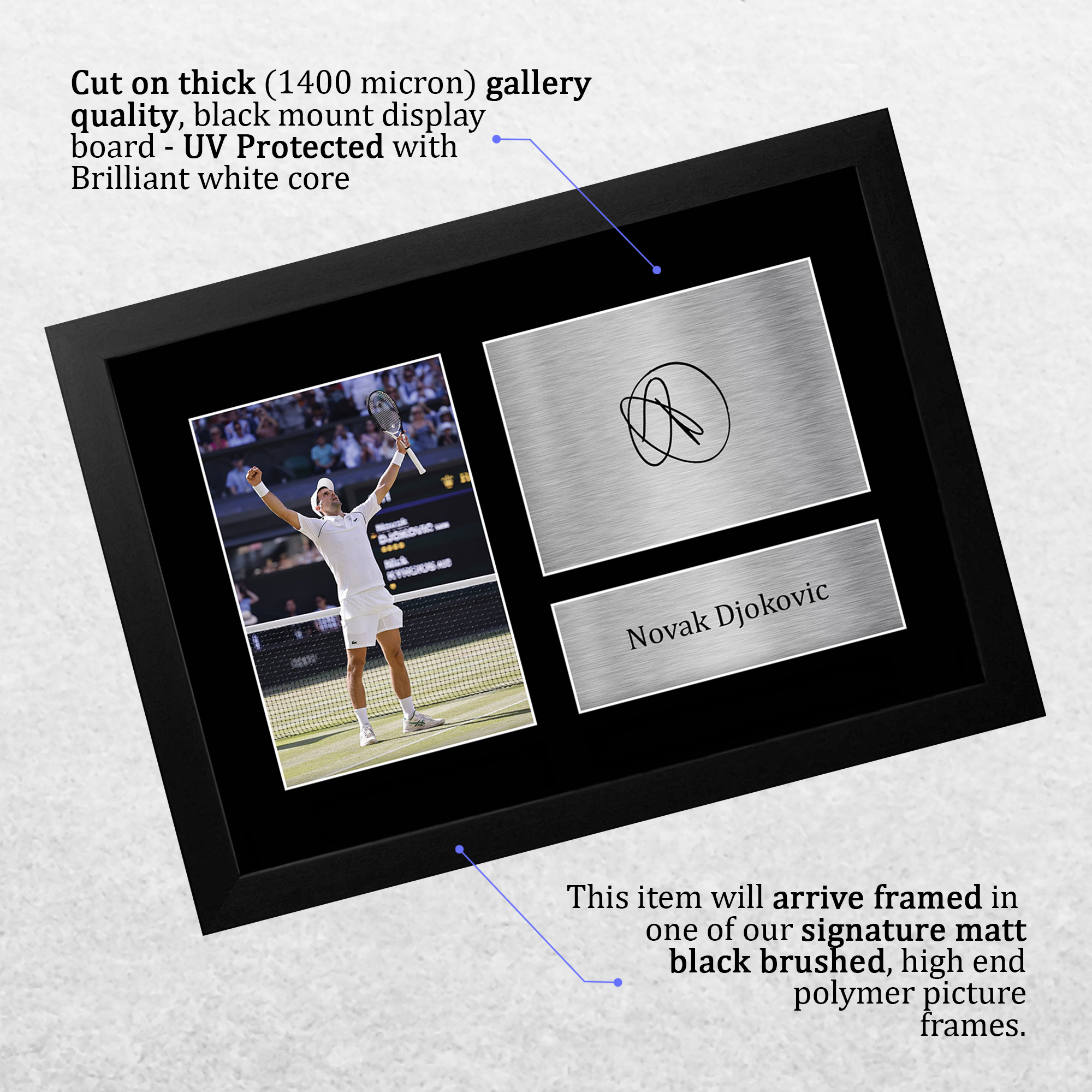 Novak Djokovic Top Geschenkidee gerahmte Autogramm Fotoabzüge an Tennisfans - Bild 4 von 17