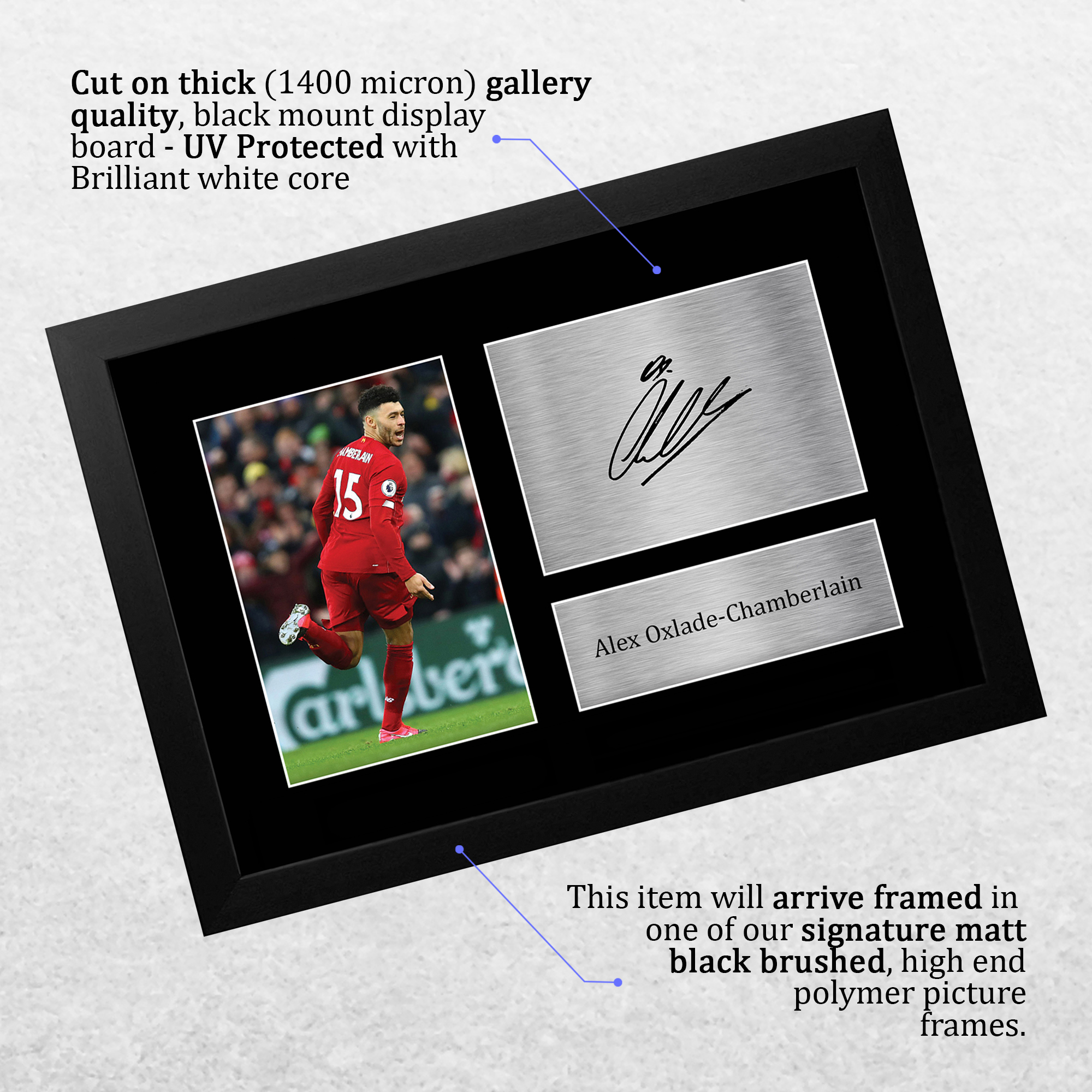 Alex Oxlade-Chamberlain Signed A4 Framed Printed Autograph