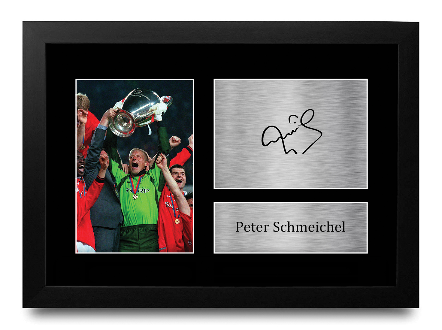 Peter Schmeichel Signed A4 Framed Printed Autograph Manchester United Print Gift