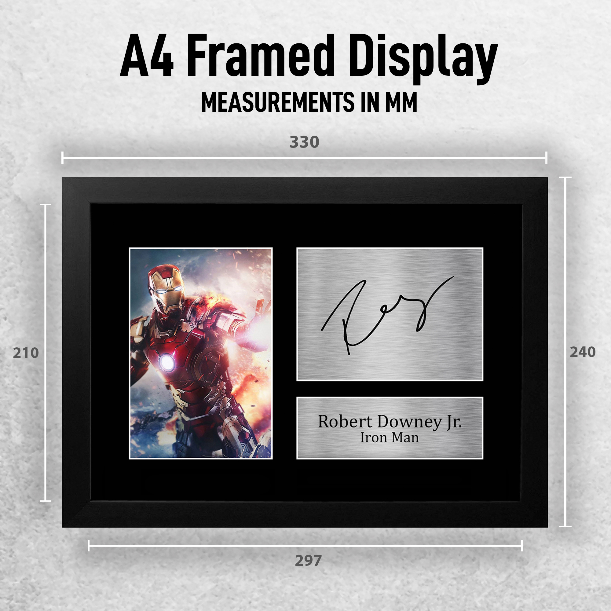 Robert Downey Jr Signed A4 Framed Printed Autograph Iron Man
