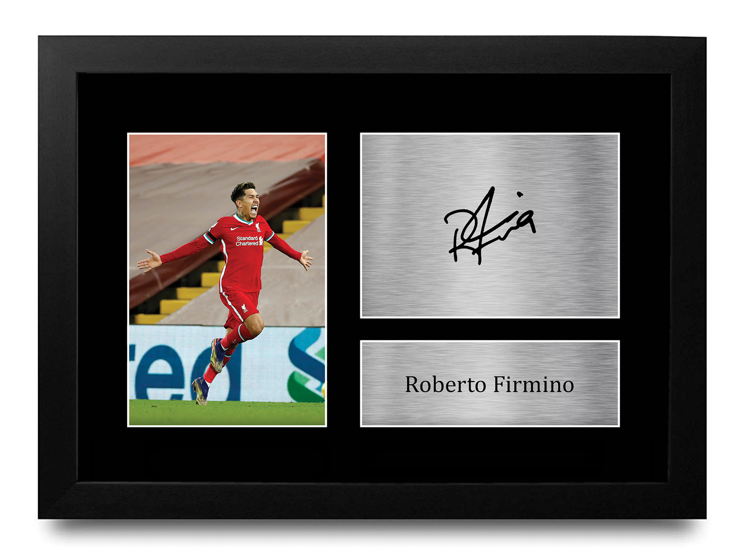 Autografo Roberto Firmino firmato A4 incorniciato stampato Liverpool stampa LFC regalo - Foto 10 di 24