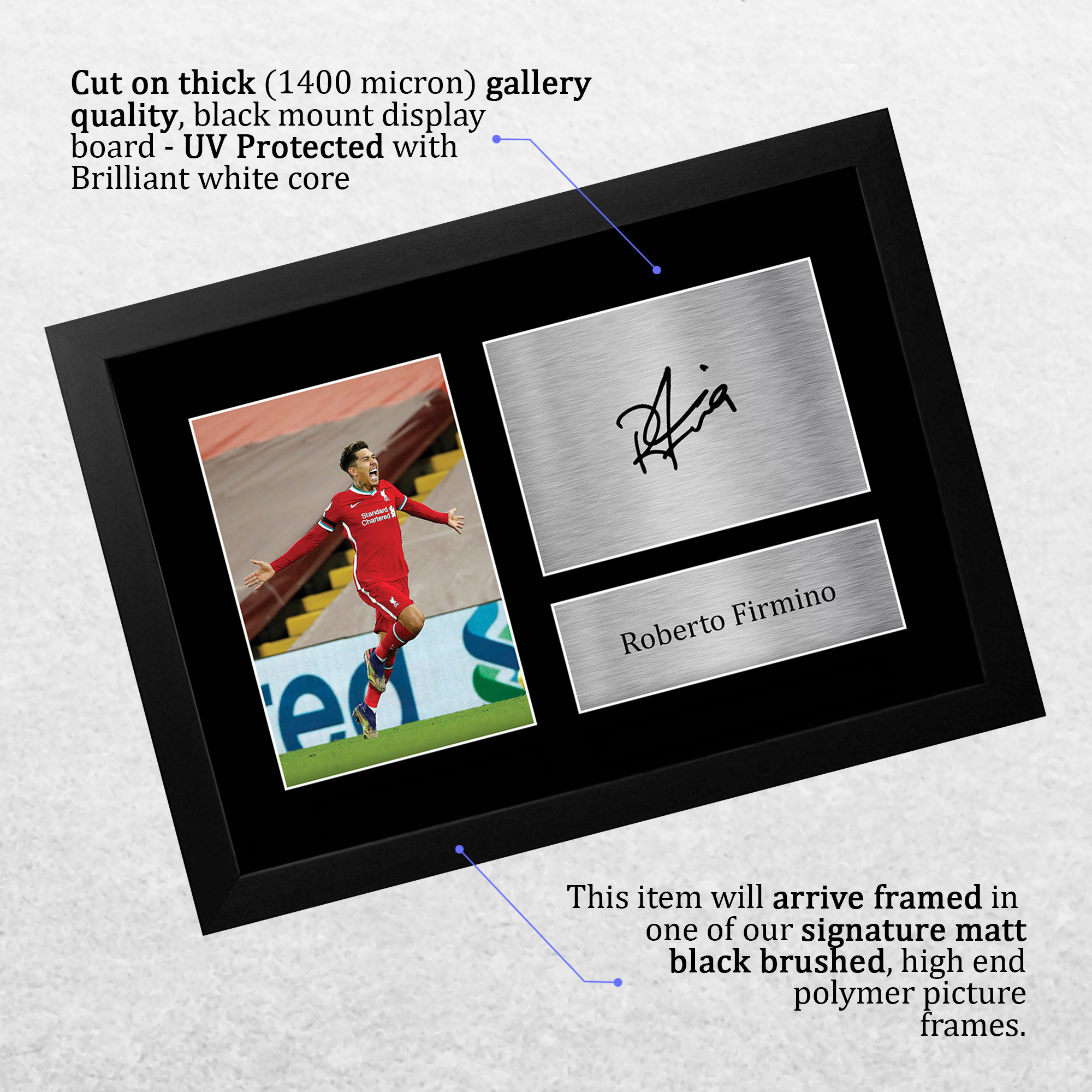 Autografo Roberto Firmino firmato A4 incorniciato stampato Liverpool stampa LFC regalo - Foto 12 di 24