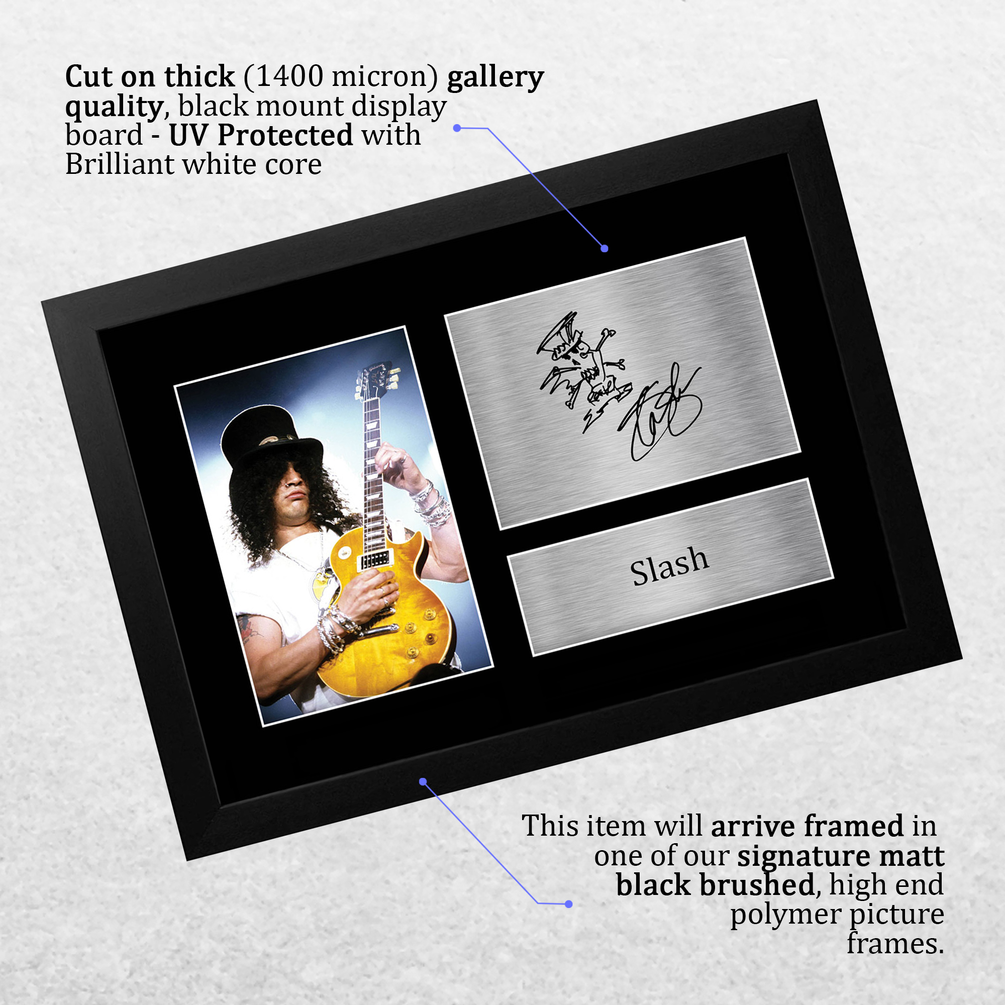 Slash Signed Pre-Printed Autographed A4 Photo Display Gift