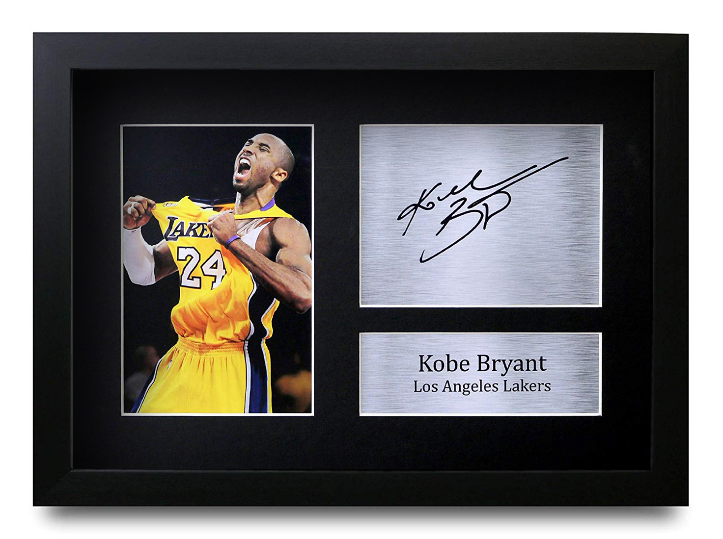 Back View Framed Kobe Bryant Autograph Replica Print Los Angeles Lakers
