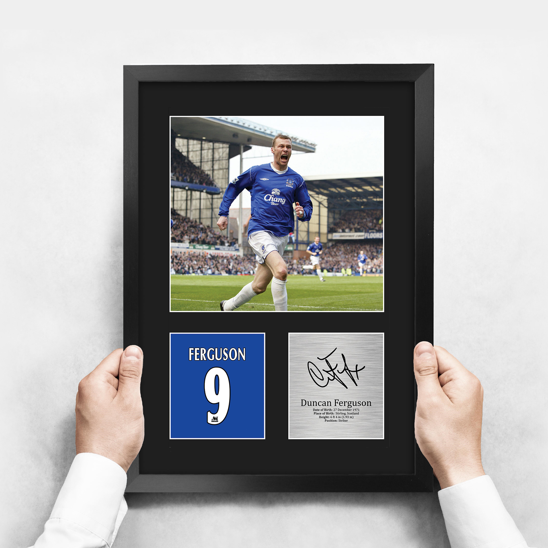 Print Signé Et Encadré Duncan Ferguson Everton - Original, Football, Collector