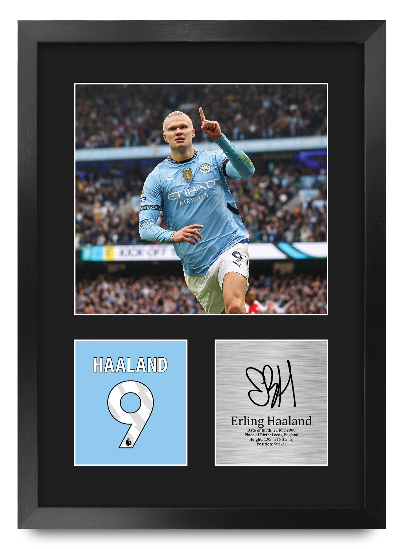 Erling Haaland Manchester City gerahmtes gedrucktes Autogrammbild für Fußballfan - Bild 52 von 58