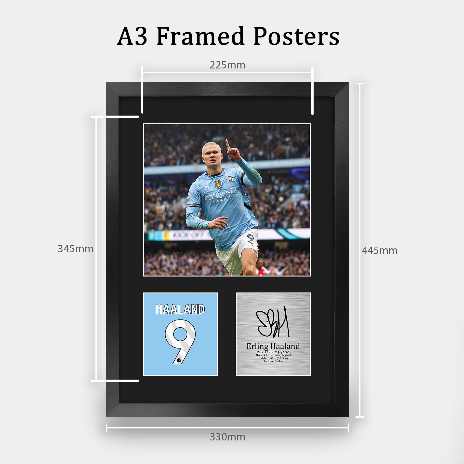 Erling Haaland Manchester City gerahmtes gedrucktes Autogrammbild für Fußballfan - Bild 53 von 58