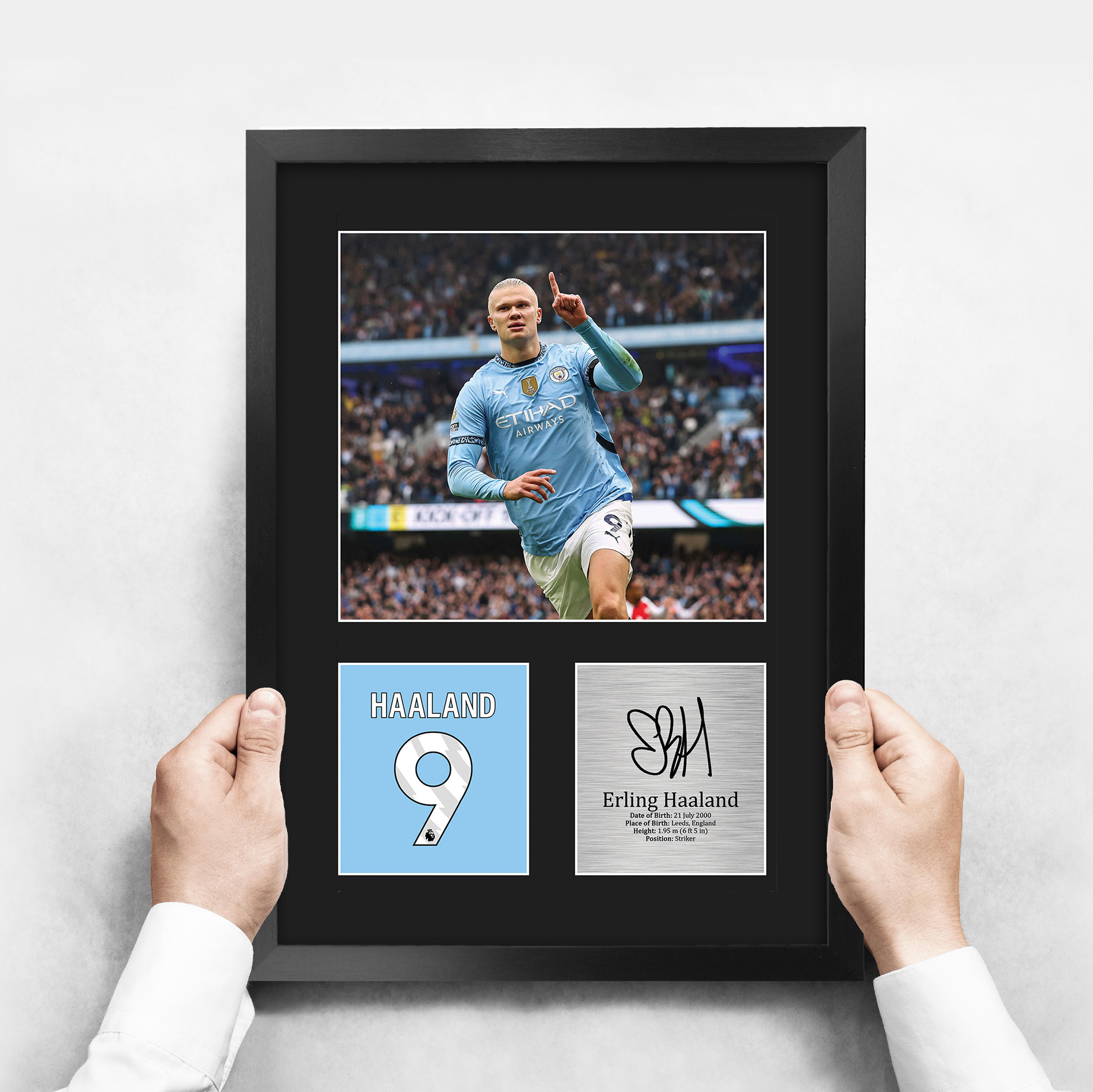 Erling Haaland Manchester City gerahmtes gedrucktes Autogrammbild für Fußballfan - Bild 54 von 58