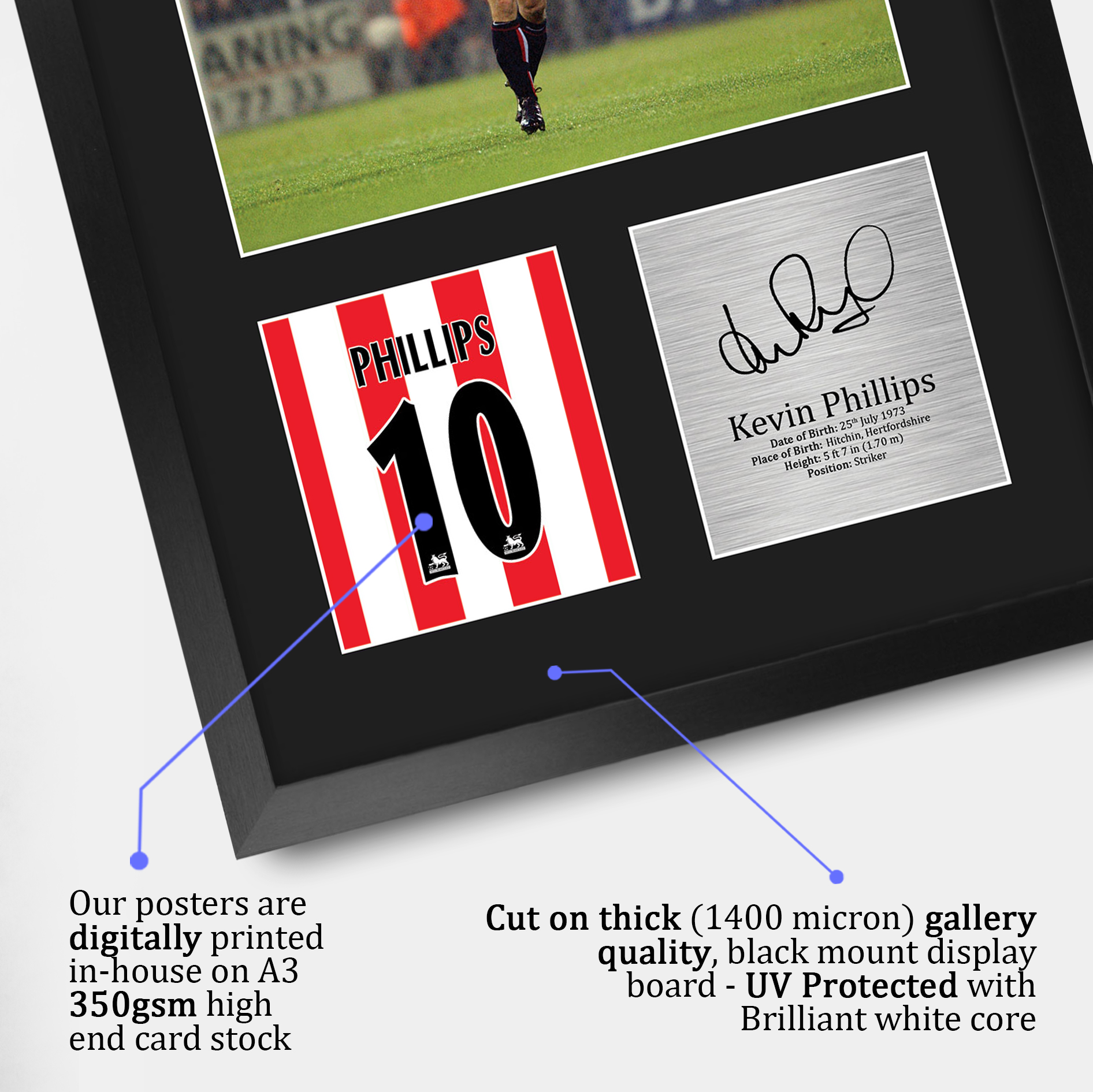 Kevin Phillips Sunderland Framed Printed Autograph Picture for Football Fans - Picture 25 of 28