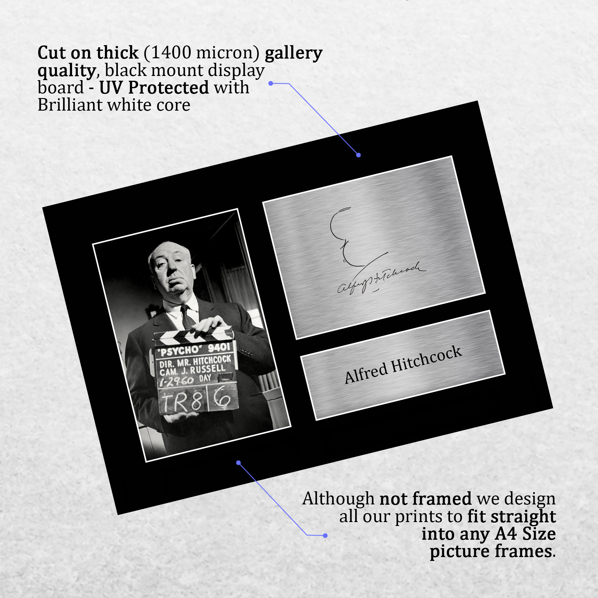Alfred Hitchcock Psycho Gift Idea Framed Autograph Picture Print to Movie Fans - Picture 4 of 24