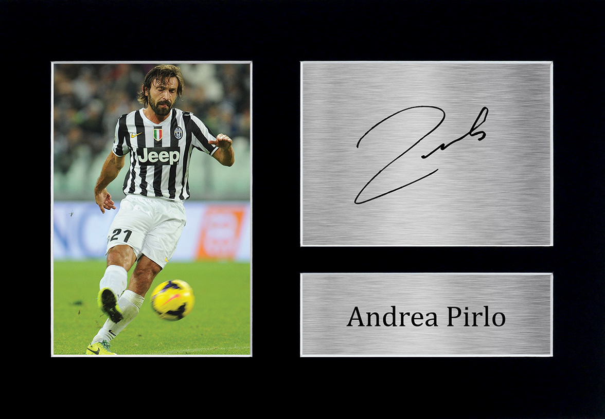 Andrea Pirlo 直筆サイン入り写真パネルBBM刻印 14/30 Andrea Pirlo Signed Printed Autograph A4 Photo Wall Art Gift
