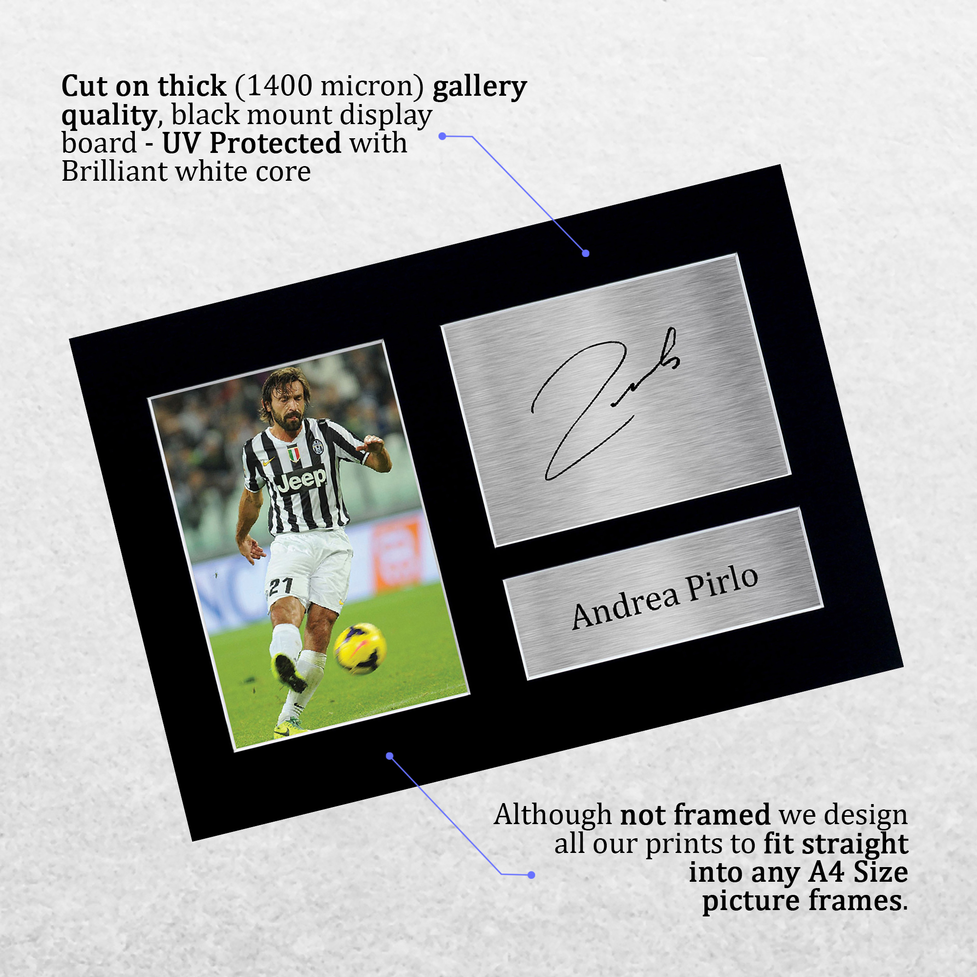 Andrea Pirlo Signed Printed Autograph A4 Photo Wall Art Gift For a