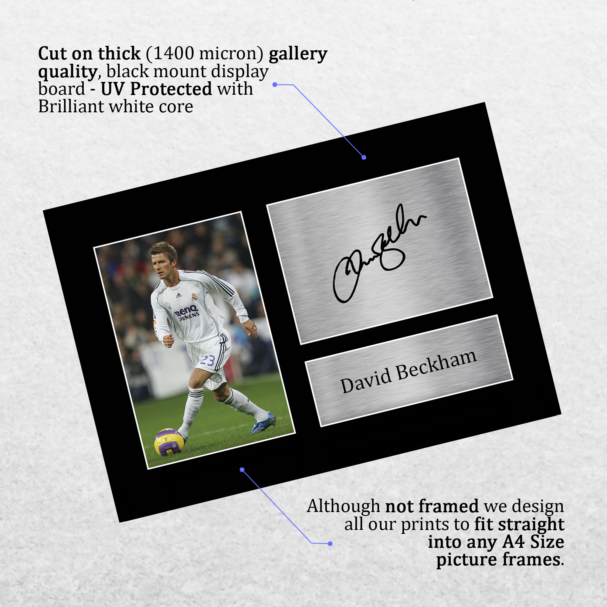 David Beckham A4 Gift Ideas Printed Autograph Picture for Football