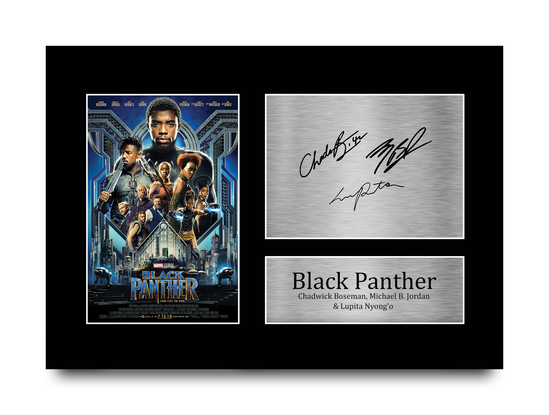 A3 Framed HWC Trading A3 FR Black Panther Chadwick Boseman and Cast Gifts Printed Poster Signed Autograph Picture for Movie Memorabilia Fans 