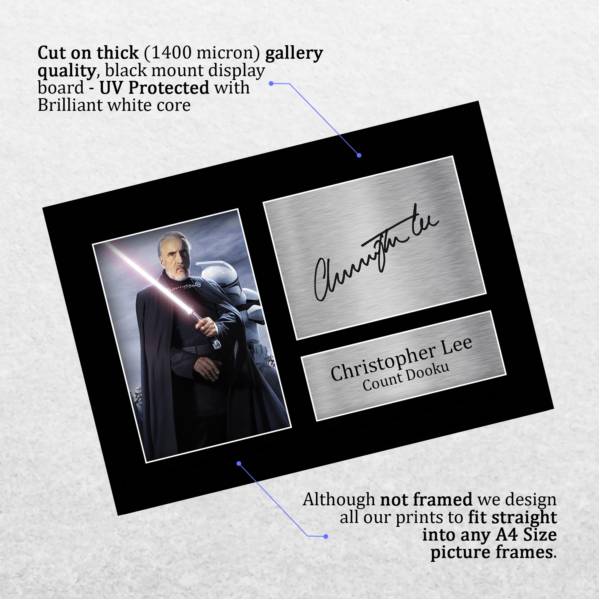 Christopher Lee Signed Pre Printed Autograph A4 Photo Gift For a Star Wars Fan - Picture 4 of 17