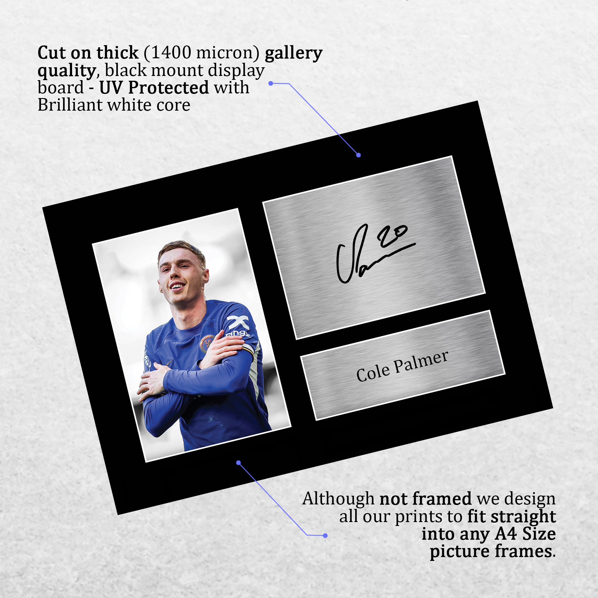 Imagen autógrafa impresa idea de regalo enmarcada Cole Palmer Chelsea para fanáticos del fútbol - Imagen 4 de 28