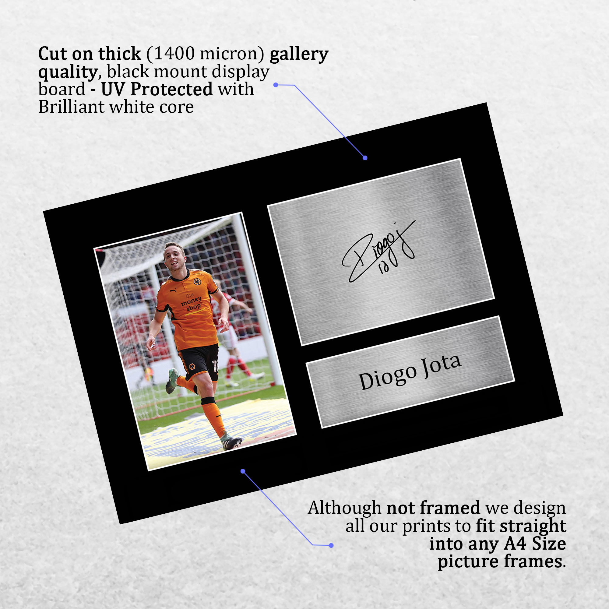 Autógrafo preimpreso firmado por Diogo Jota A4 exhibición de fotos regalo para un fanático de los lobos - Imagen 12 de 17