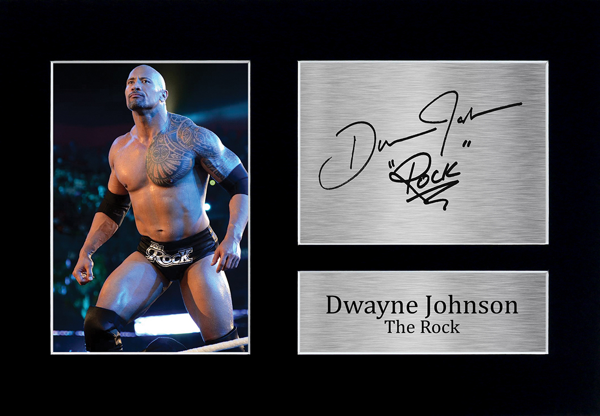 DWAYNE JOHNSON THE ROCK SIGNED AUTOGRAPH PHOTO PRINT WWE WRESTLING 