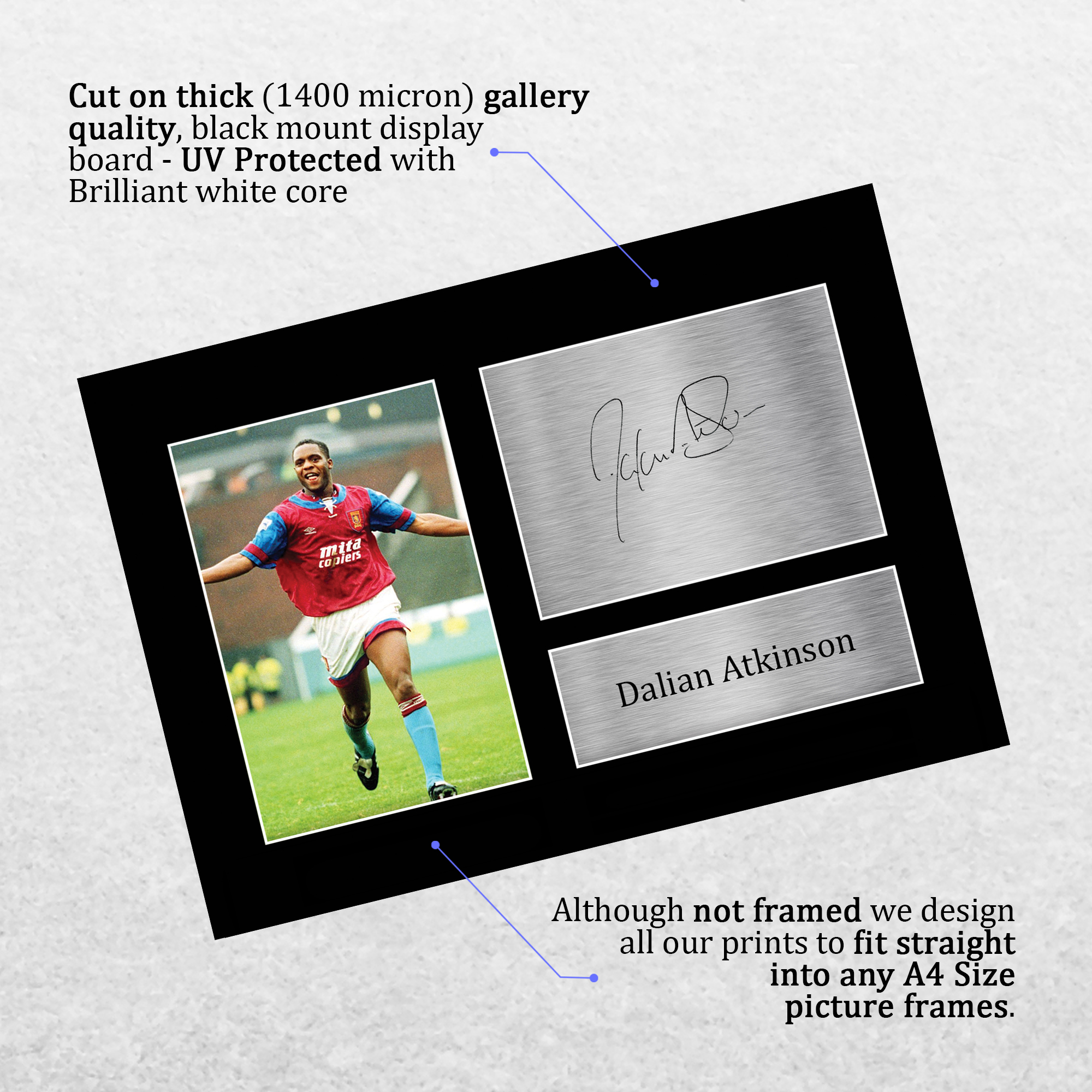 Dalian Atkinson Geschenke gedruckt Autogramm A4 Bild für Fußballfans - Bild 12 von 17