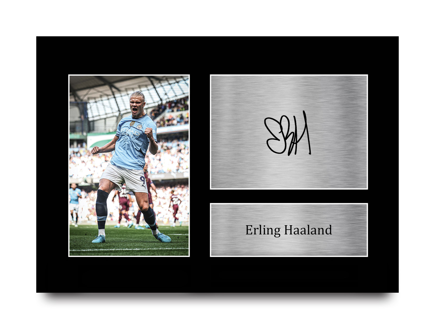 Erling Haaland Manchester City gerahmtes gedrucktes Autogrammbild für Fußballfan - Bild 32 von 58