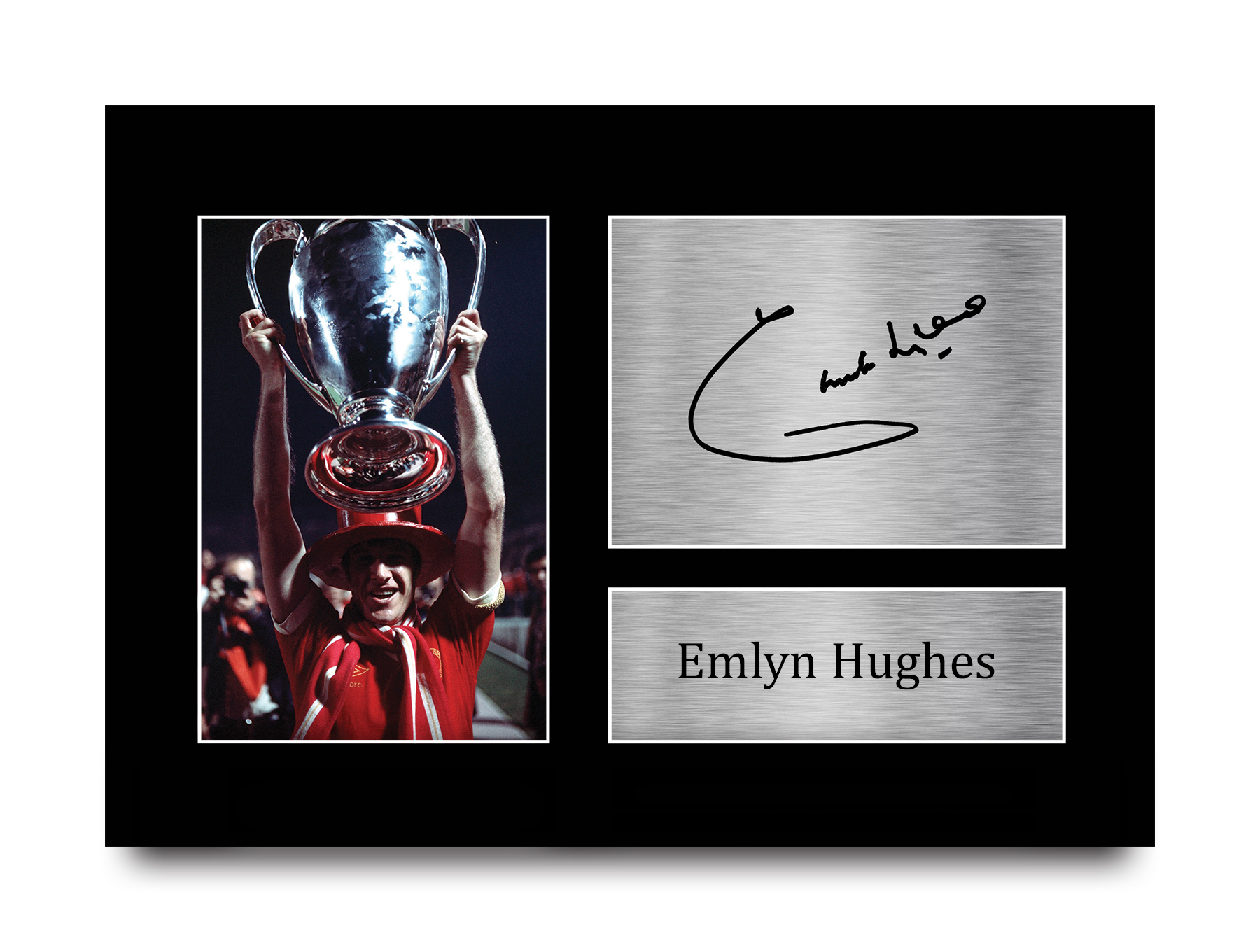 Emlyn Hughes Signed A4 Framed Printed Autograph Liverpool LFC Print Gift - Picture 2 of 17