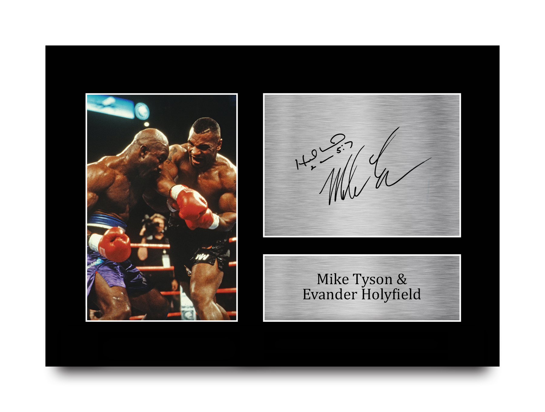 EVANDER HOLYFIELD & MIKE TYSON SIGNED PHOTO PRINT AUTOGRAPH BOXING 